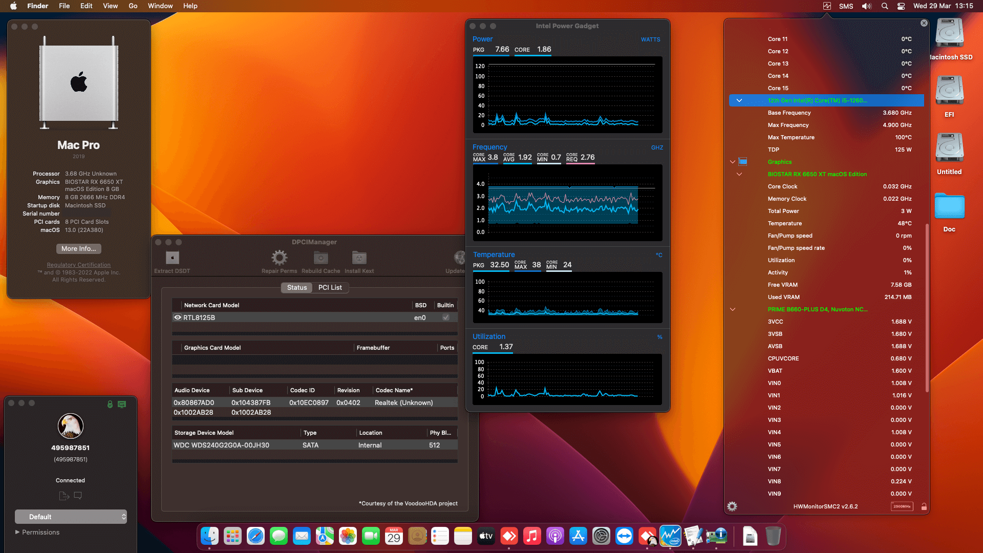 Asus Prime B660 Plus D4 + Intel Core i5 12600K + Biostar RX 6650 XT   OpenCore 1