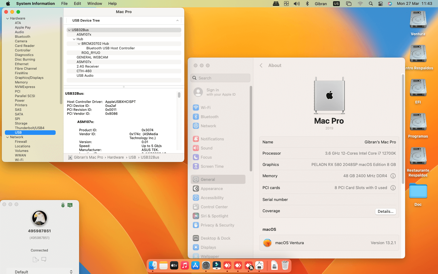 Asus ROG Strix Z690 A Gaming Wifi D4 + Intel Core i7 12700K + Peladn RX 580 2048SP   OpenCore 4