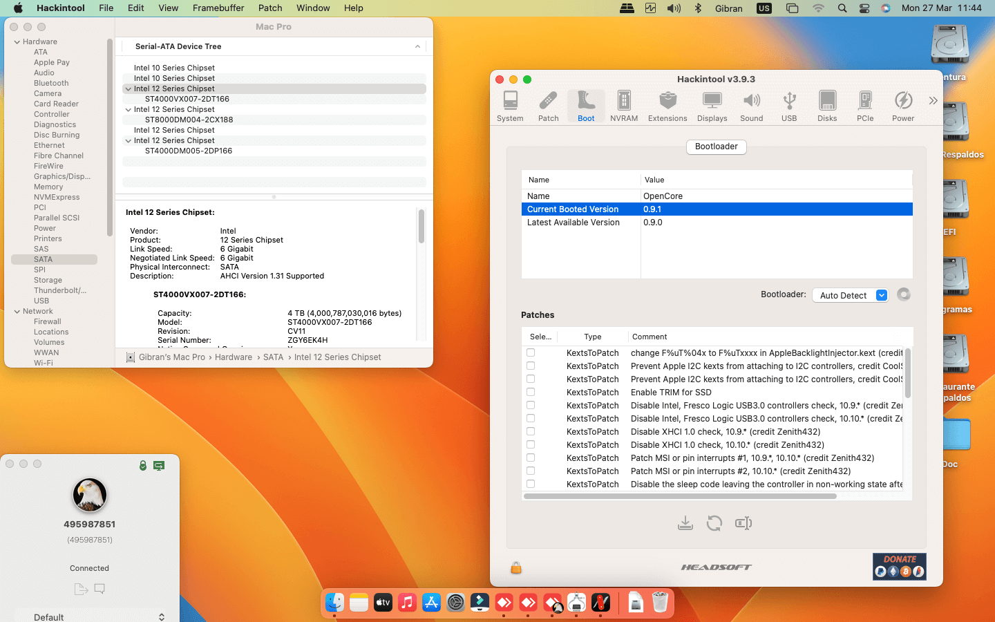 Asus ROG Strix Z690 A Gaming Wifi D4 + Intel Core i7 12700K + Peladn RX 580 2048SP   OpenCore 9