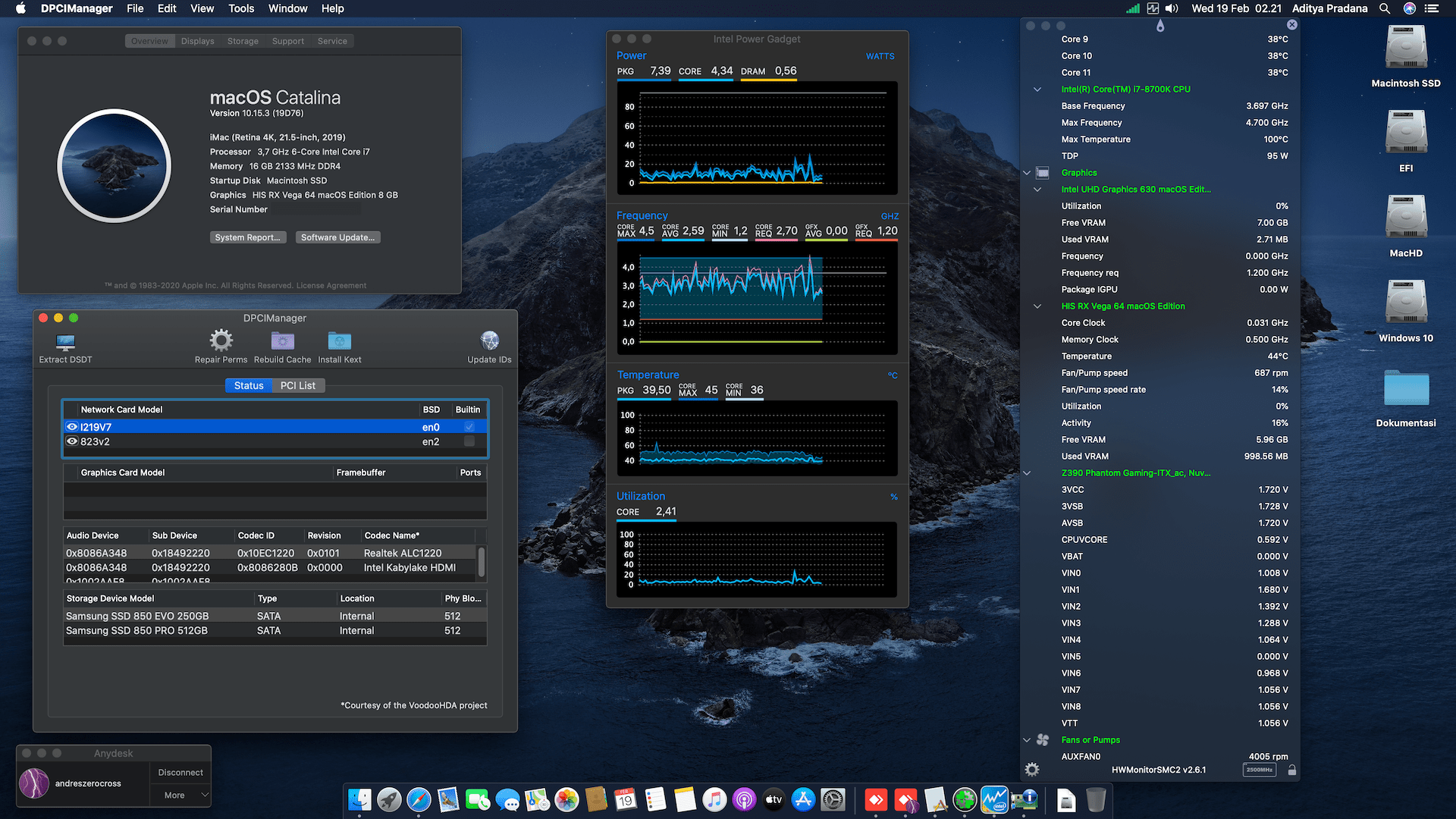 Asrock Z390 Phantom Gaming ITX:AC + Intel Core i7 8700K + HIS VEGA 64 1