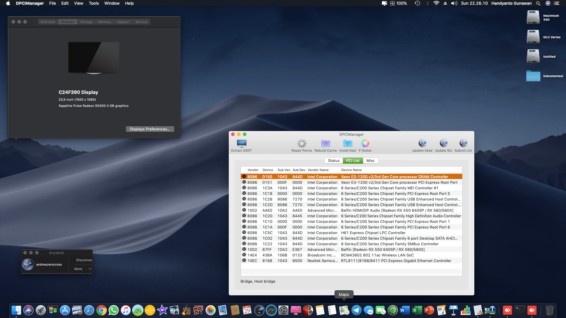Asus H61MK + Intel Core i5 3550 + AMD Radeon RX 550 2