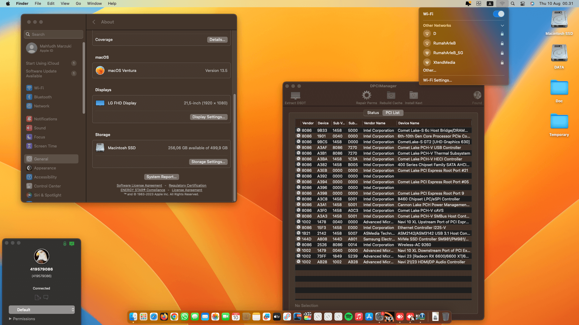 Gigabyte B460 Aorus Pro AC + Intel Core i9 10900 + Asrock RX 6650 XT   OpenCore 1