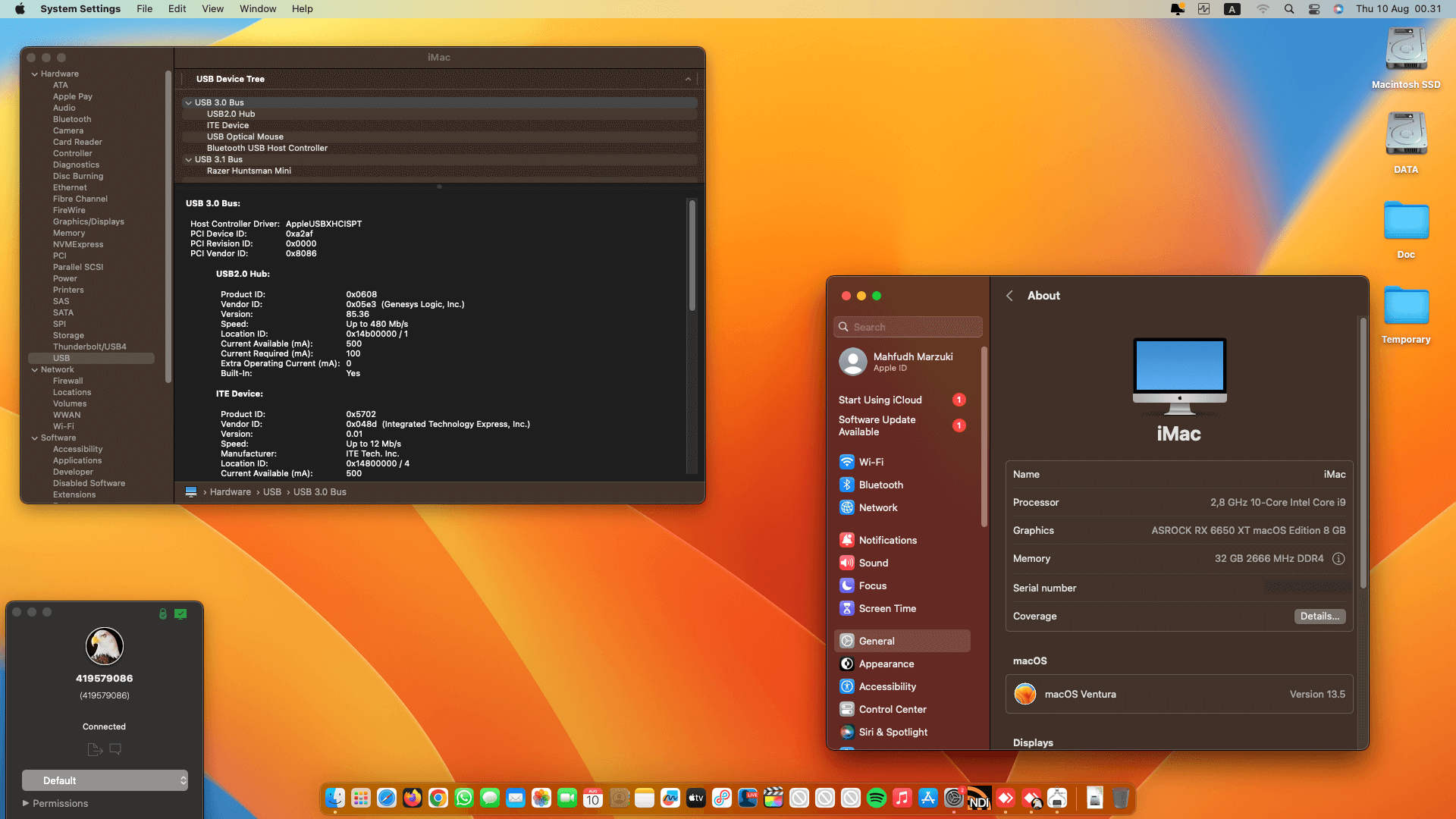 Gigabyte B460 Aorus Pro AC + Intel Core i9 10900 + Asrock RX 6650 XT   OpenCore 1