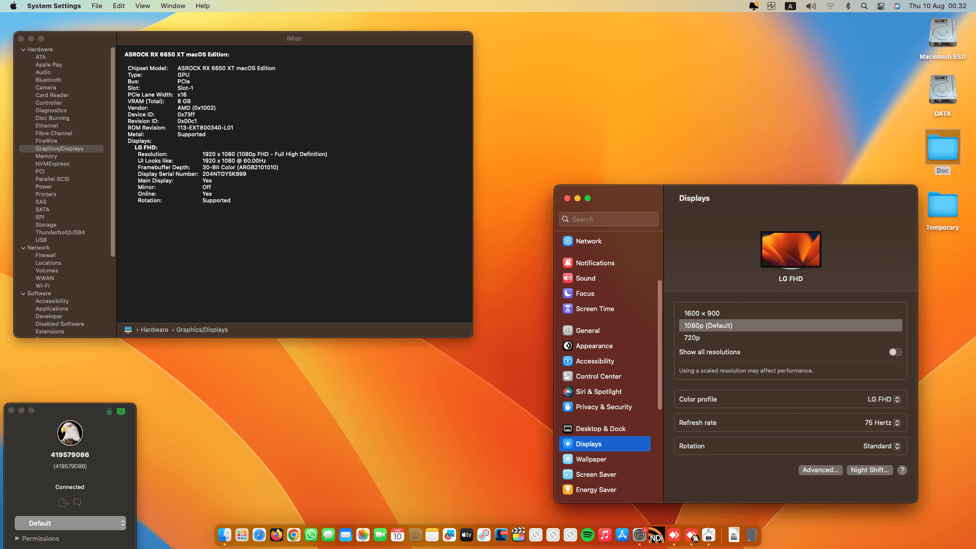 Gigabyte B460 Aorus Pro AC + Intel Core i9 10900 + Asrock RX 6650 XT   OpenCore 1