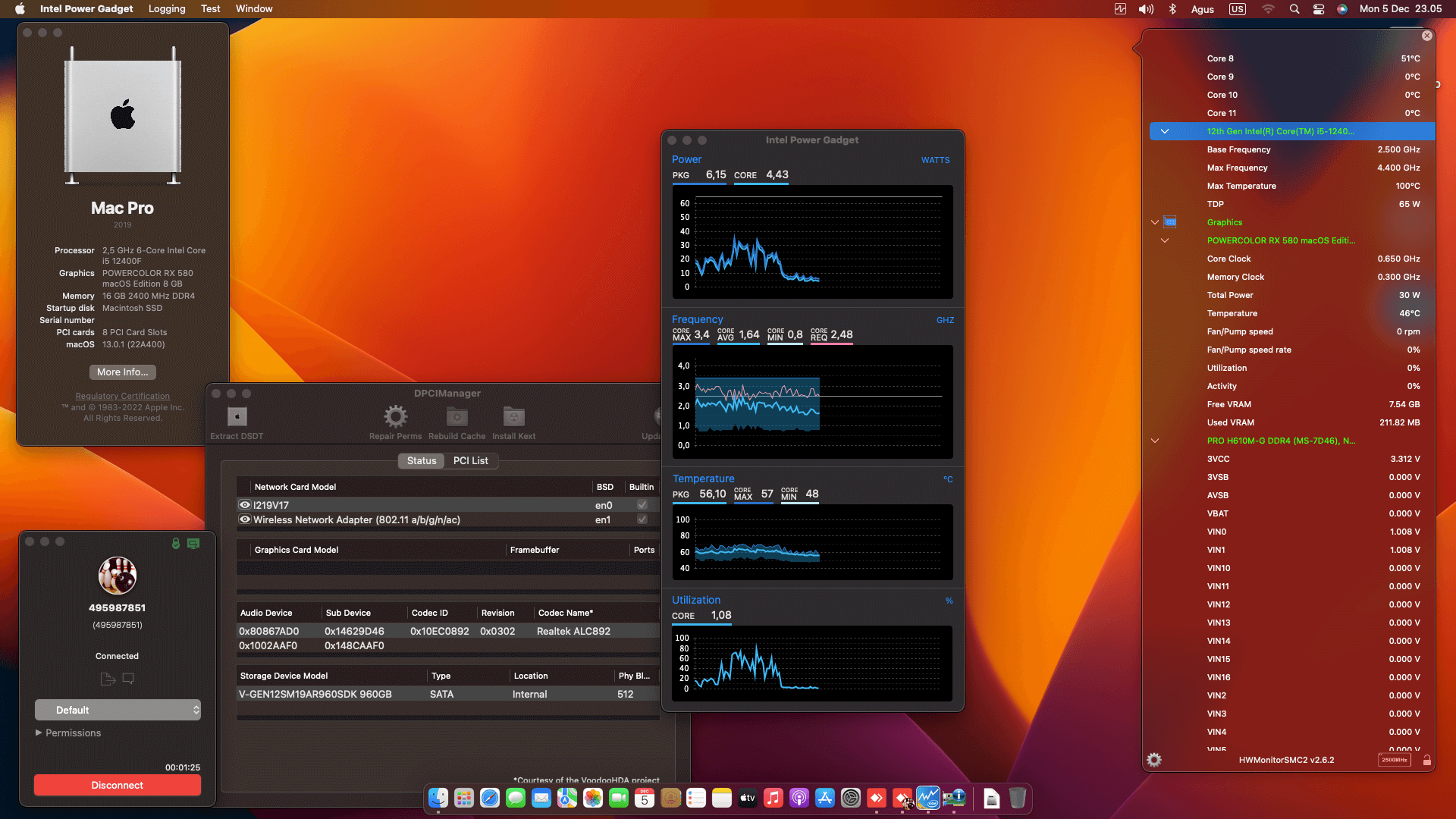 MSI PRO H610M G DDR4 + Intel Core i5 12400F + Power Color RX 580 OpenCore 1