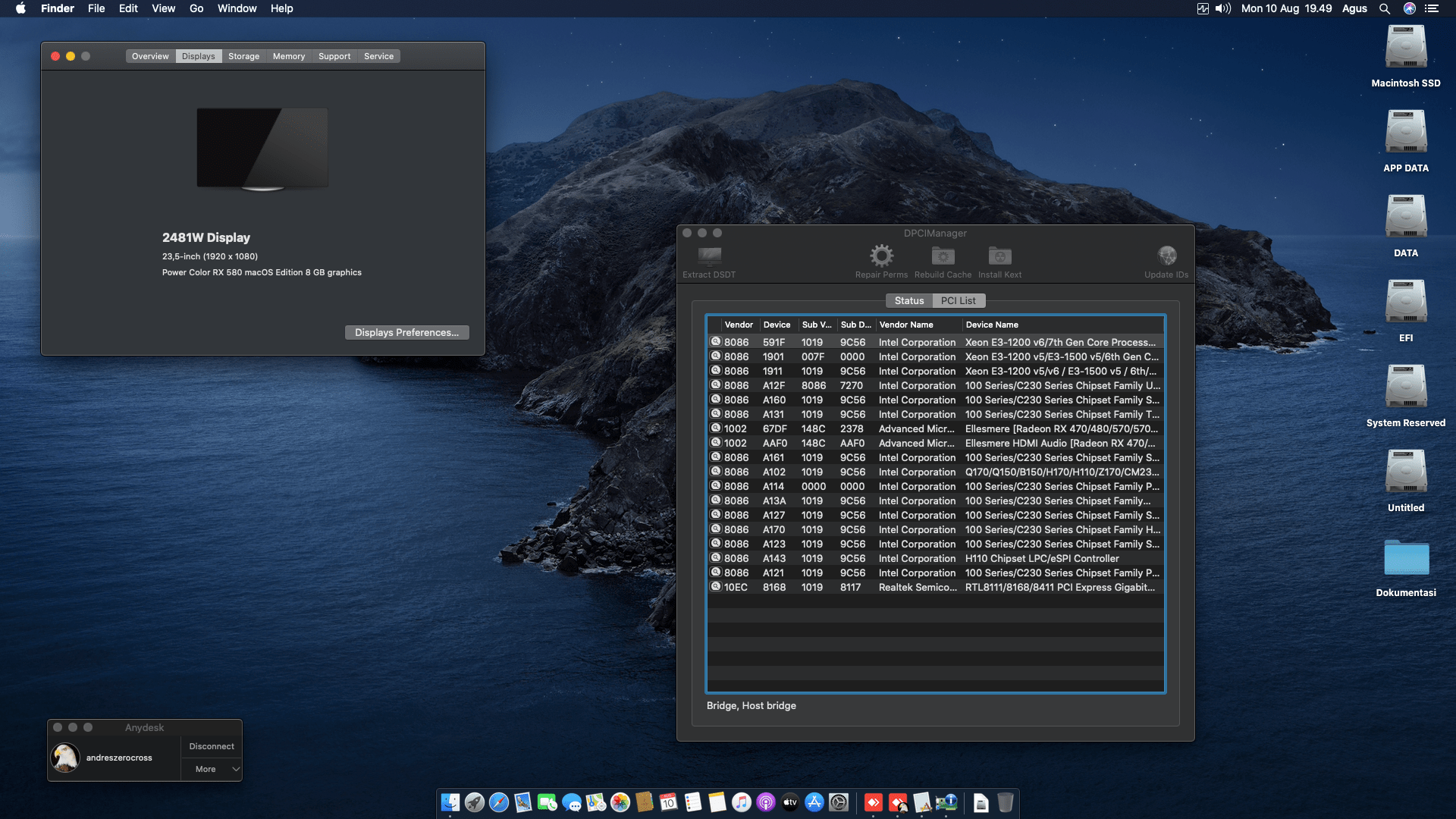 ECS H110M4 C2H + Intel Core i5 7400 + Power Color RX 580 2