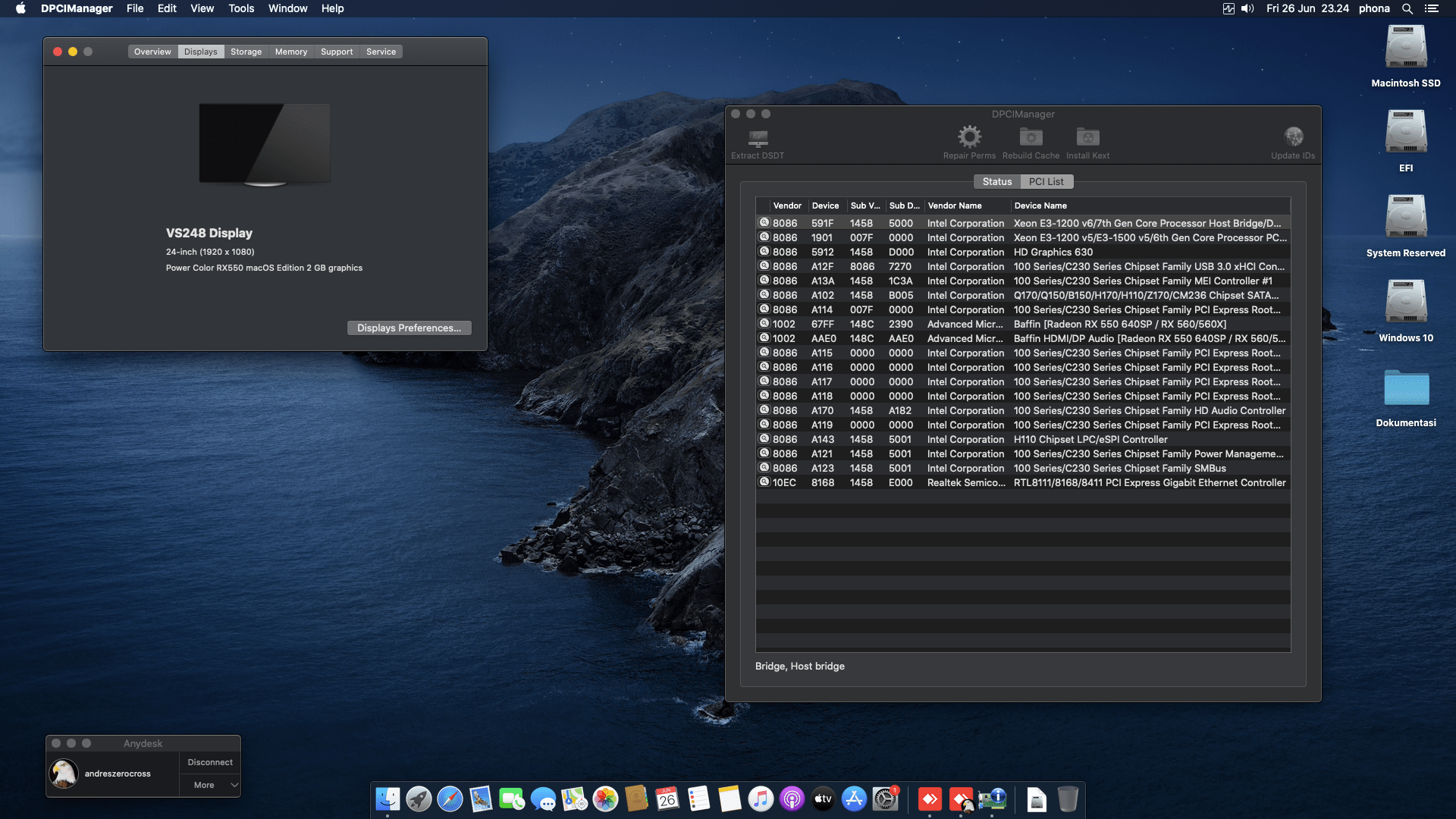 Gigabyte GA H110M DS2 + Intel Core i5 7400 + Power Color RX 550 2