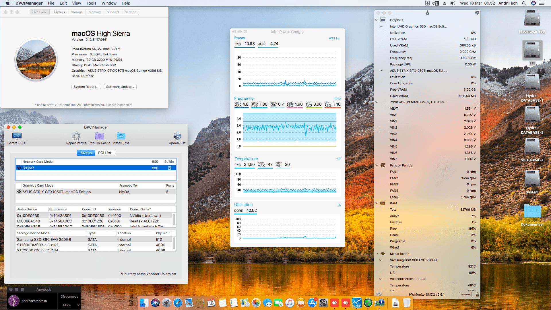 Gigabyte Z390 Aorus Master + Intel Core i9 9900K + Asus ROG Strix GTX 1050Ti 1
