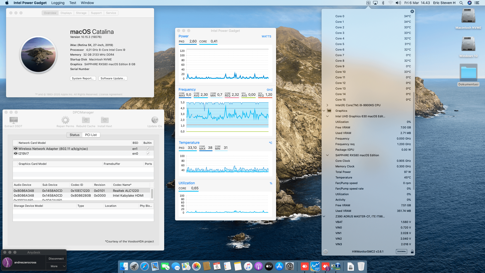 Gigabyte Z390 Aorus Master + Intel Core i9 9900KS + Sapphire RX 580 1