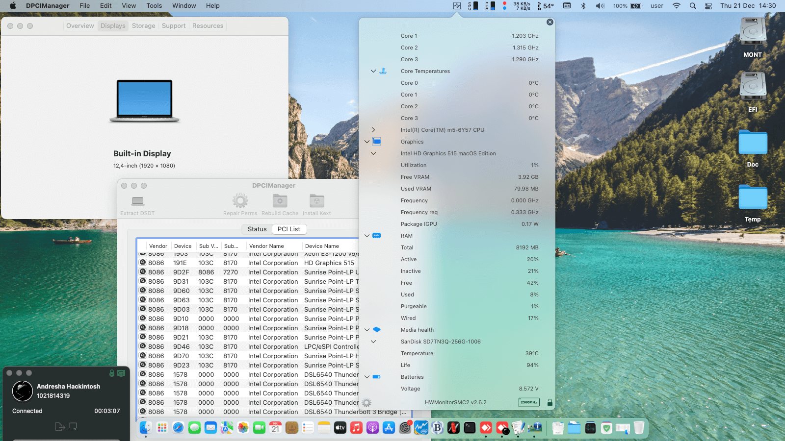 HP EliteBook Folio G1   P2C89AV (SkyLake   Intel HD 515 + I2C)   OpenCore 1
