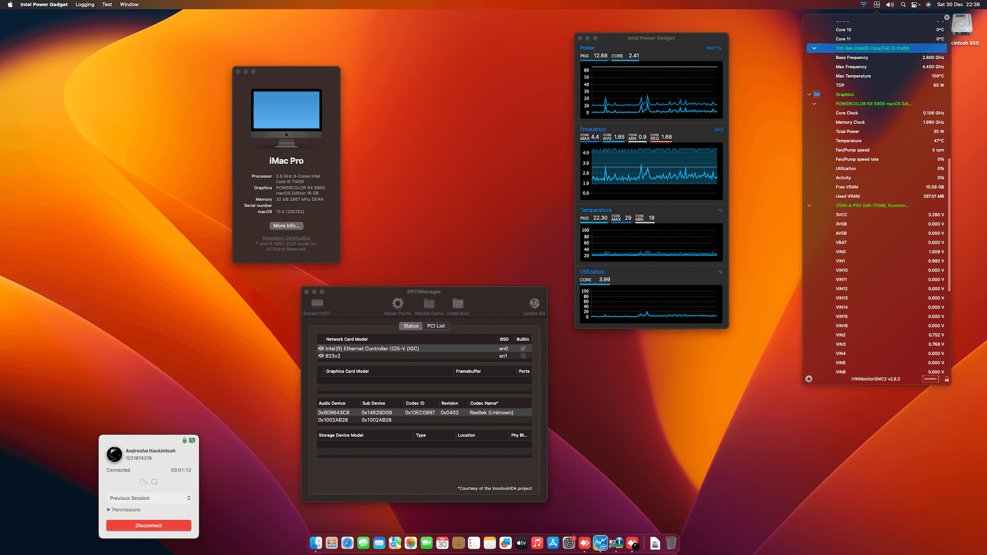 MSI Z590 A Pro + Intel Core i5 11400 + Power Color RX 6800   OpenCore 1