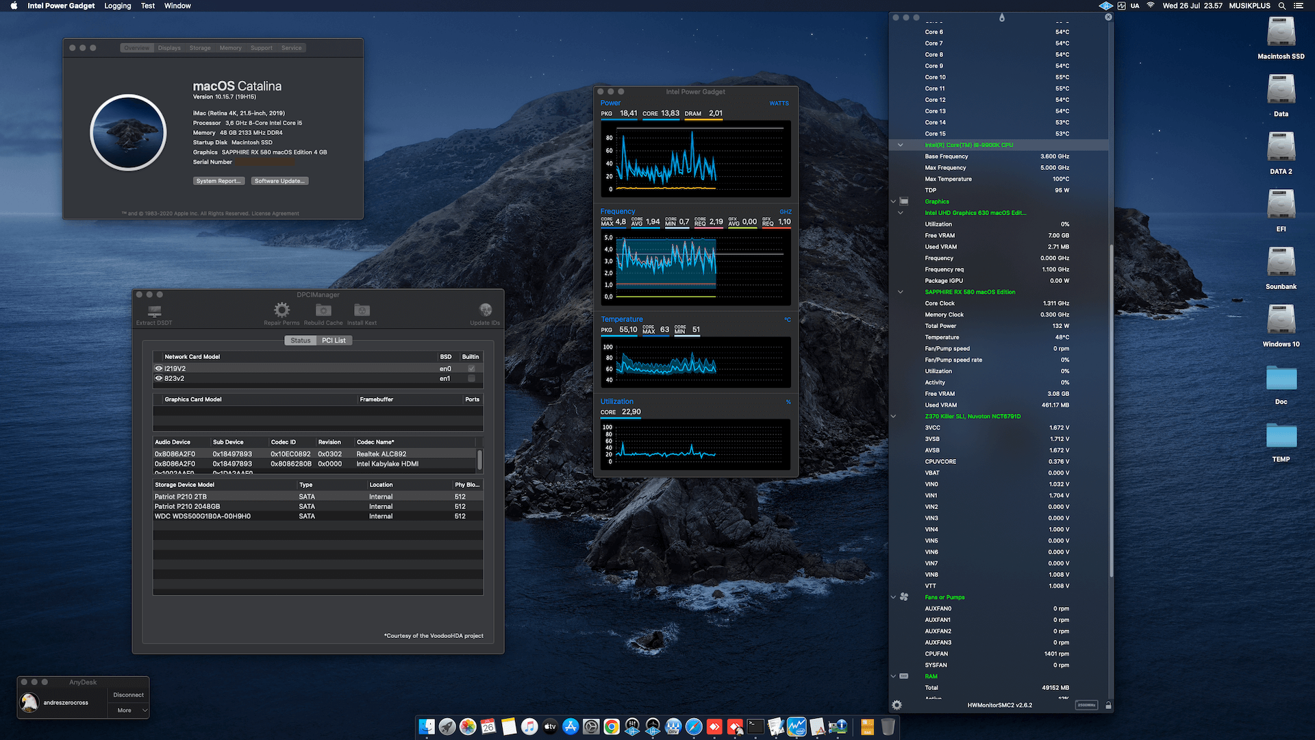 Asrock Z370 Killer SLI + Intel Core i9 9900K + Sapphire RX 580 OpenCore 1