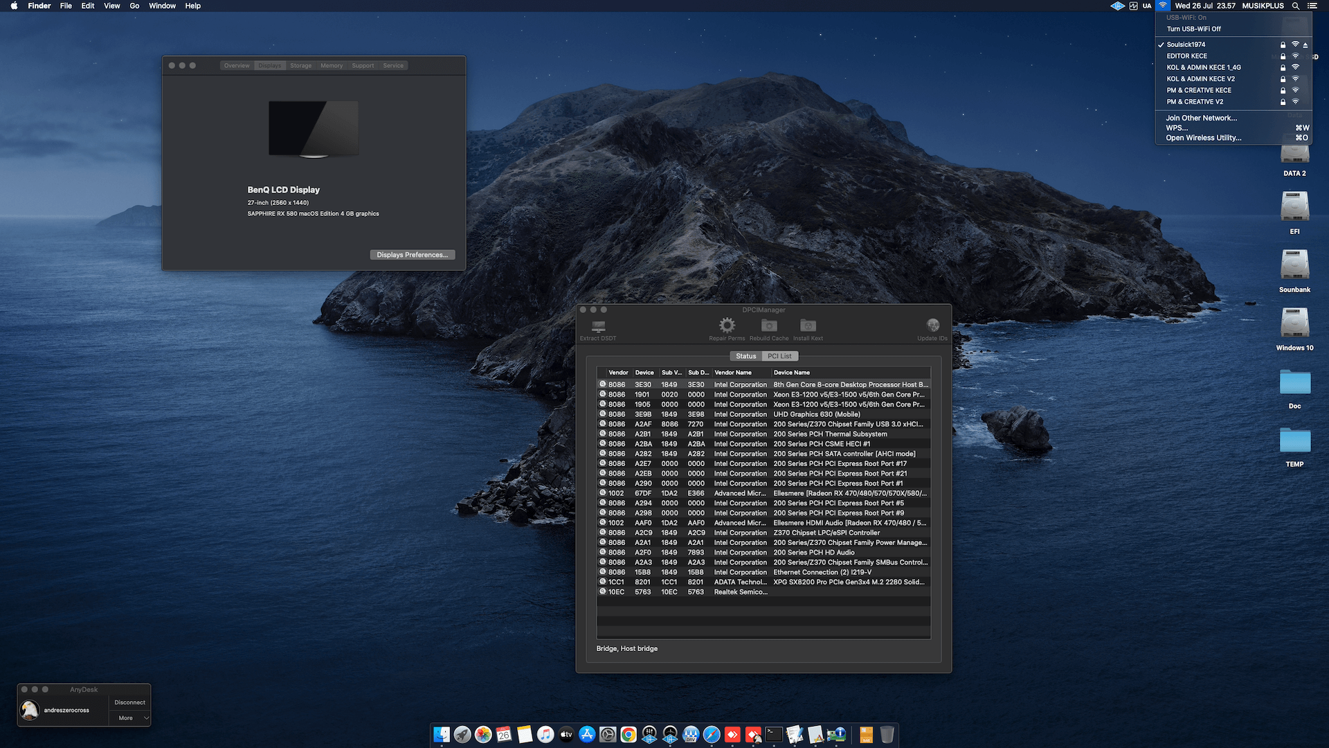Asrock Z370 Killer SLI + Intel Core i9 9900K + Sapphire RX 580 OpenCore 1