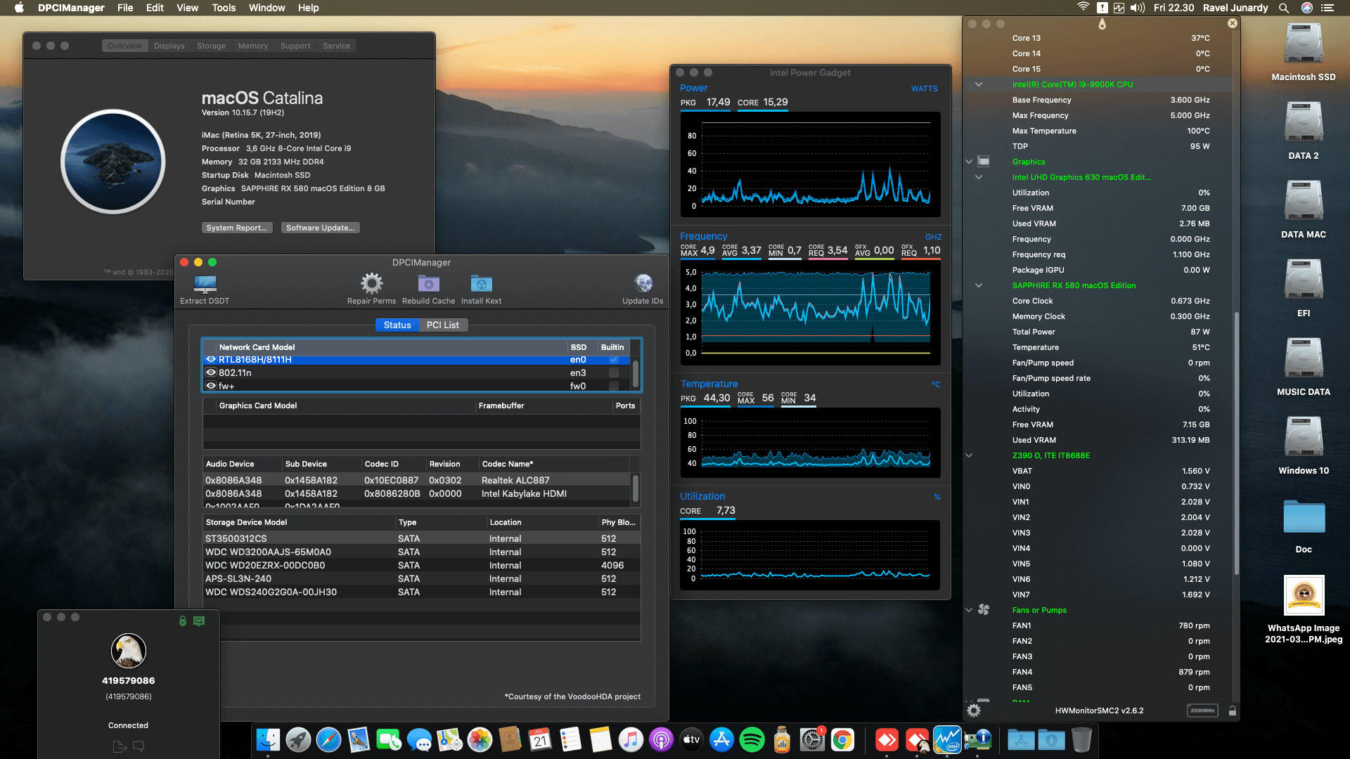 Gigabyte Z390 D + Intel Core i9 9900K + Sapphire RX 580 OpenCore 1