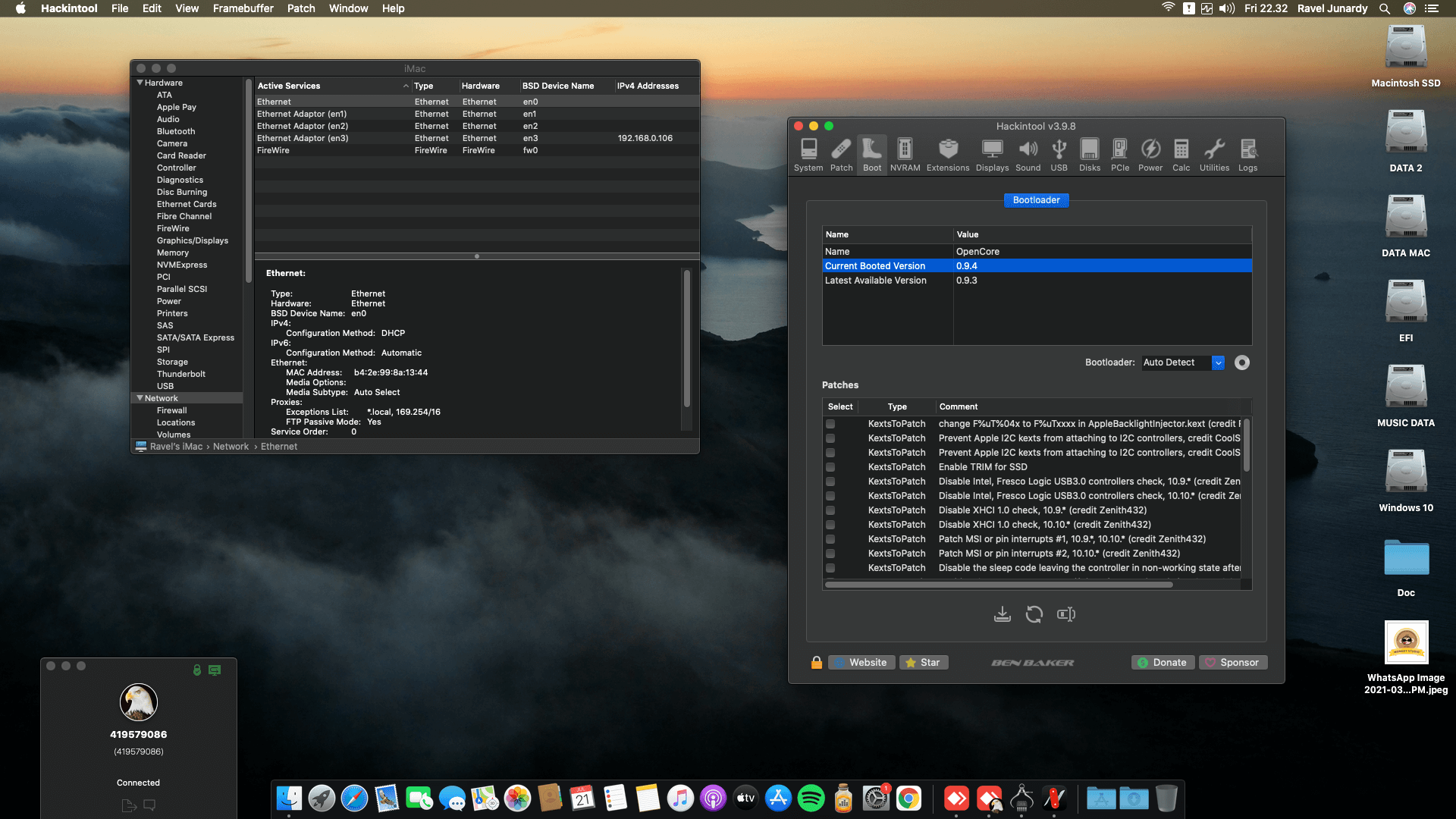 Gigabyte Z390 D + Intel Core i9 9900K + Sapphire RX 580 OpenCore 1