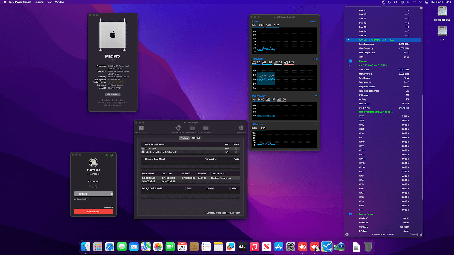MSI MAG B760M Mortar Wifi DDR4 + Intel Core i5 13400F + Asus RX 6600   OpenCore 1
