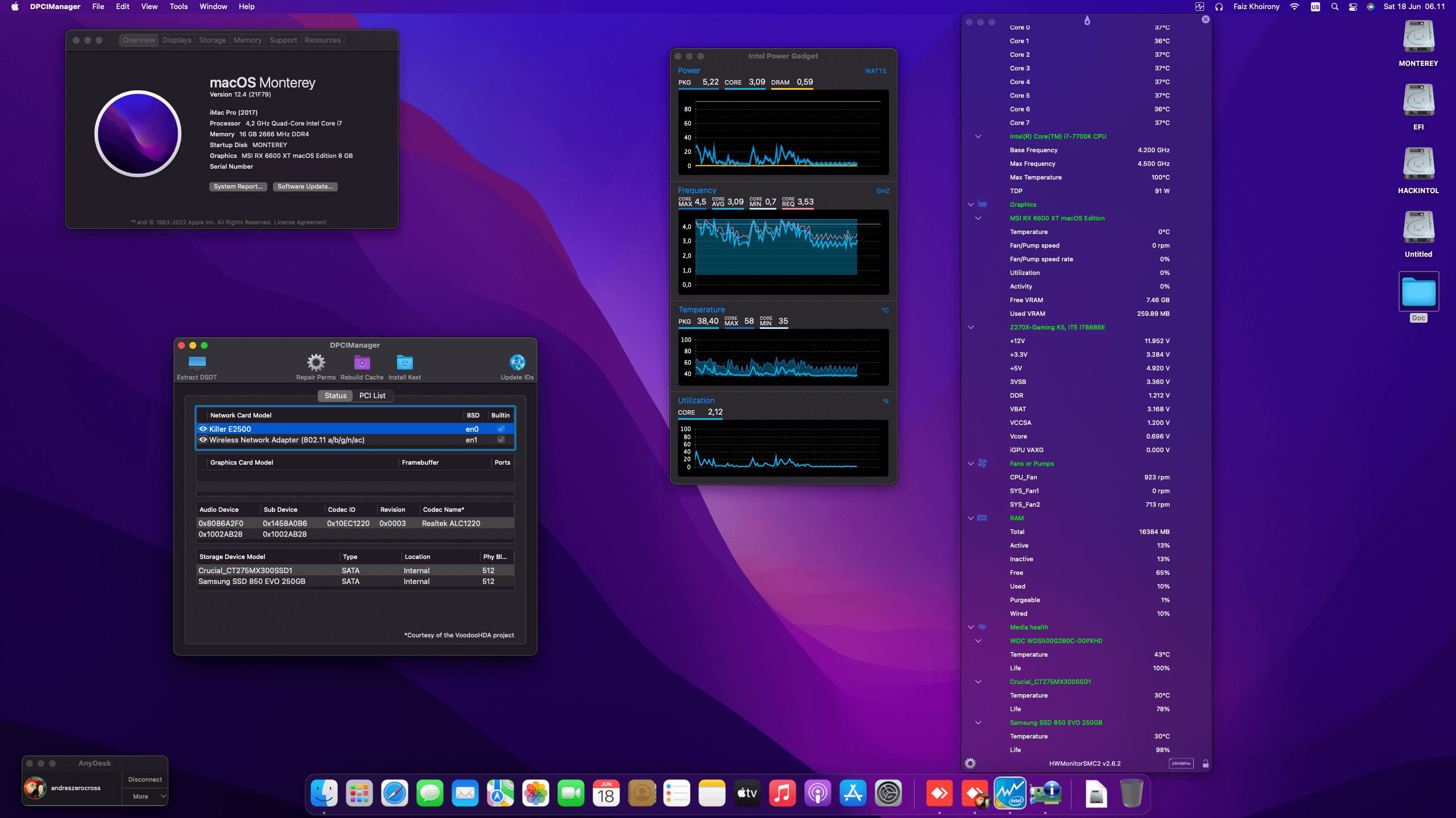 Gigabyte GA Z270X Gaming K5 + Intel Core i7 7700K + MSI RX 6600 XT   OpenCore 1