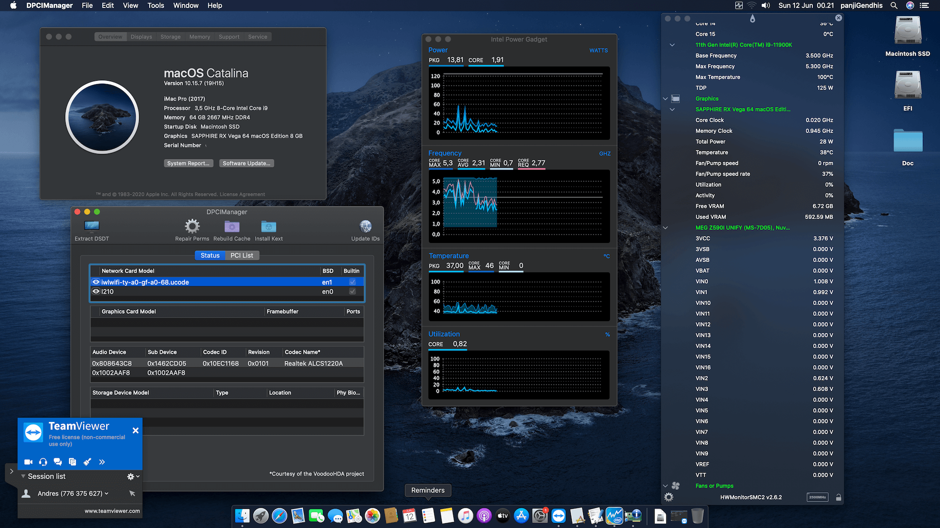 MSI MEG Z590i Unify + Intel Core i9 11900K + Sapphire Vega 64   OpenCore 1
