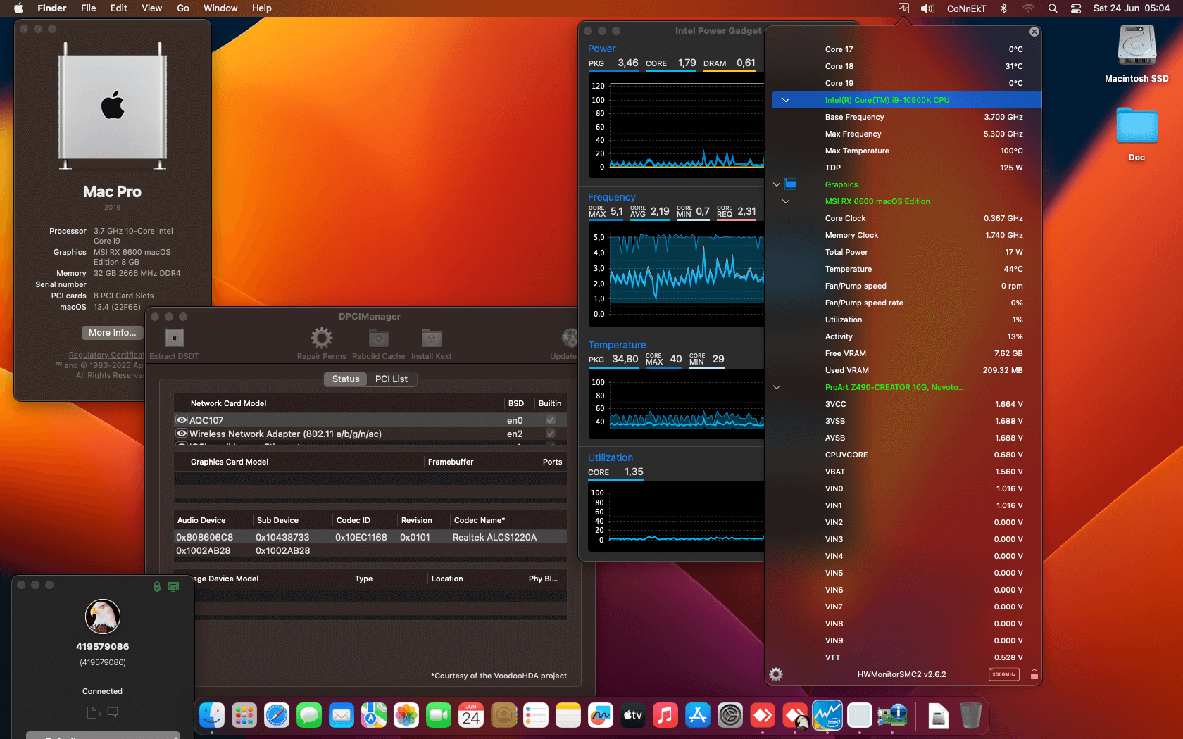 Asus ProArt Z490 Creator 10G + Intel Core i9 10900K + MSI RX 6600   OpenCore 1