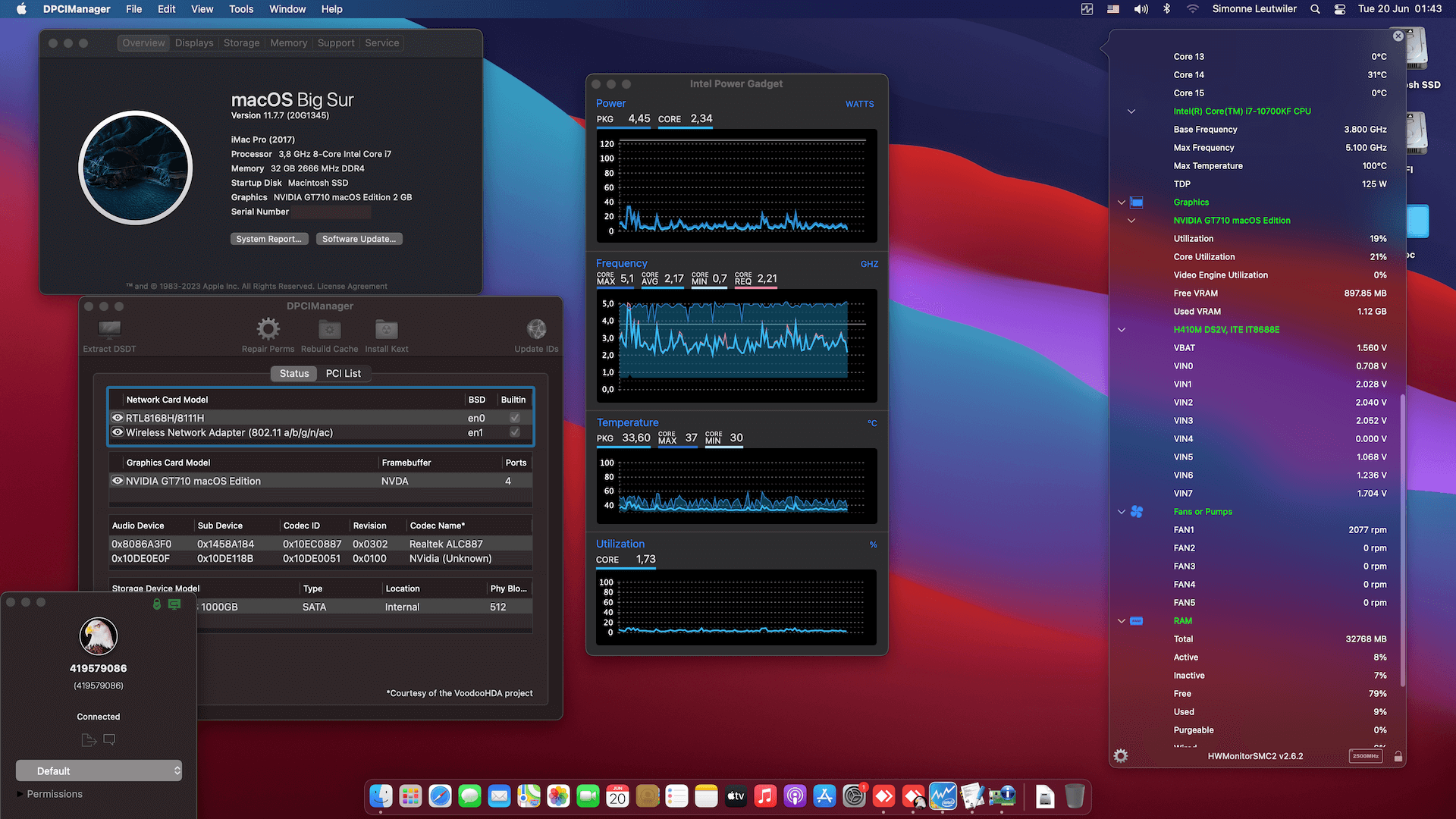 Gigabyte H410M DS2V + Intel Core i7 10700KF + OEM Nvidia GT710   OpenCore 1