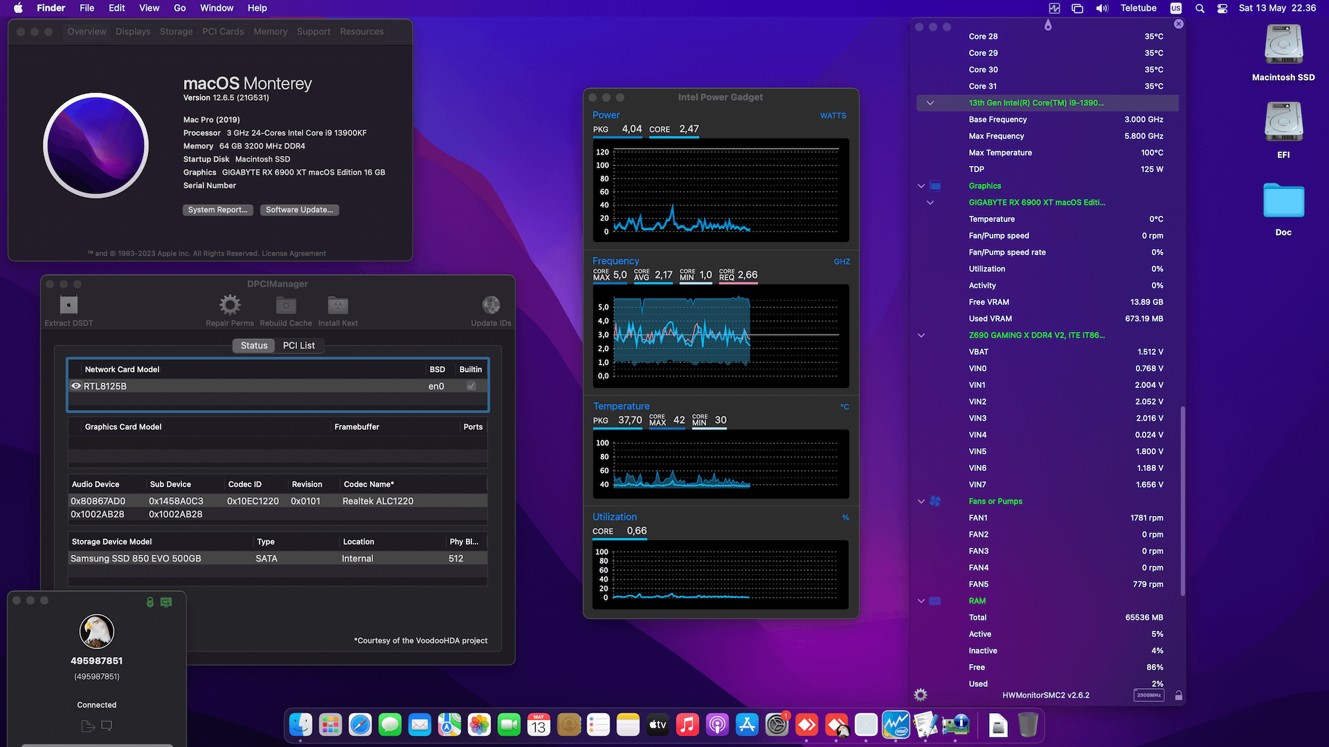 Gigabyte Z690 Gaming X DDR4 + Intel Core i9 13900KF + Gigabyte RX 6900 XT   OpenCore 1