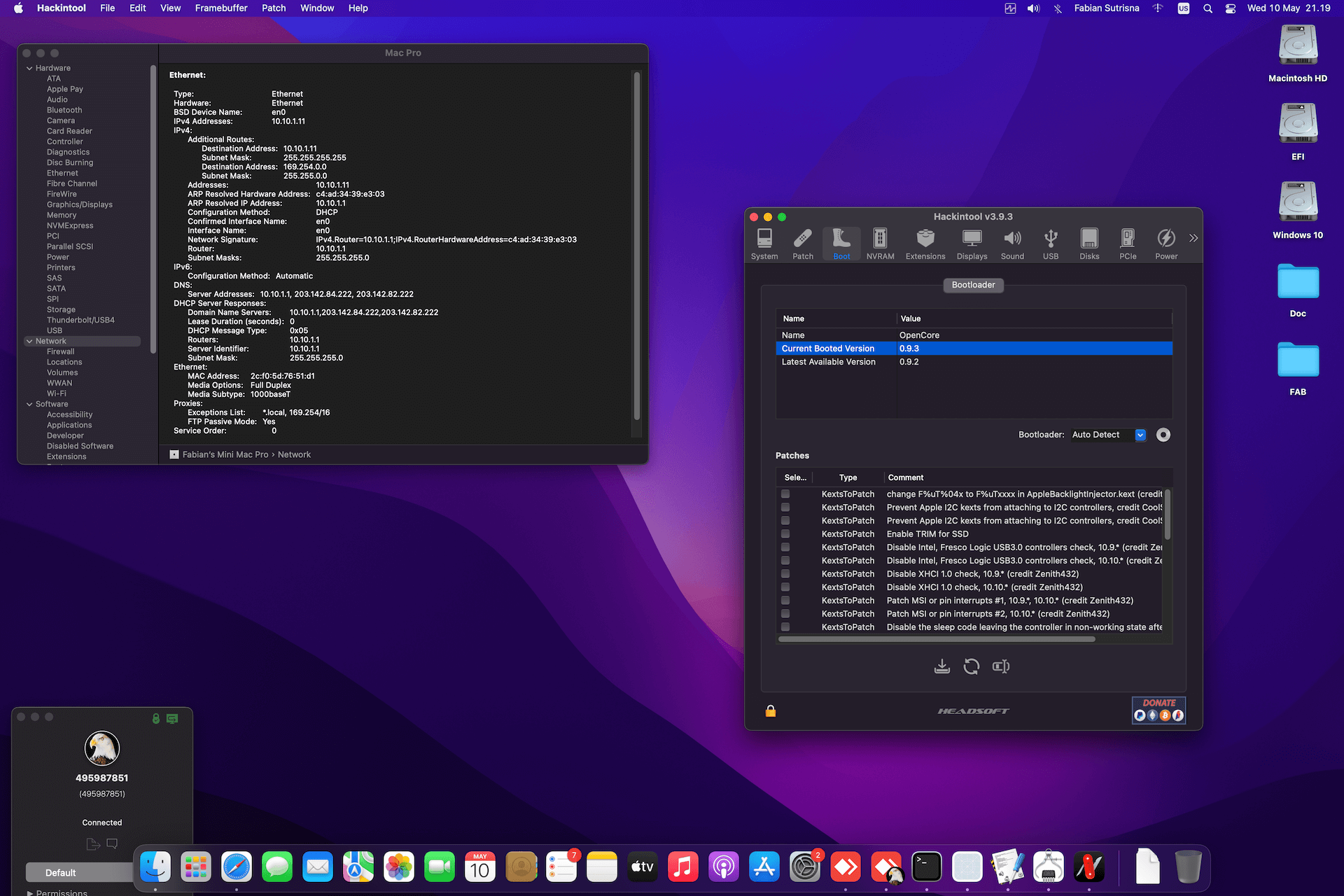 MSI MEG Z490I Unify + Intel Core i7 10700K + Sapphire RX 6600 XT   OpenCore 1
