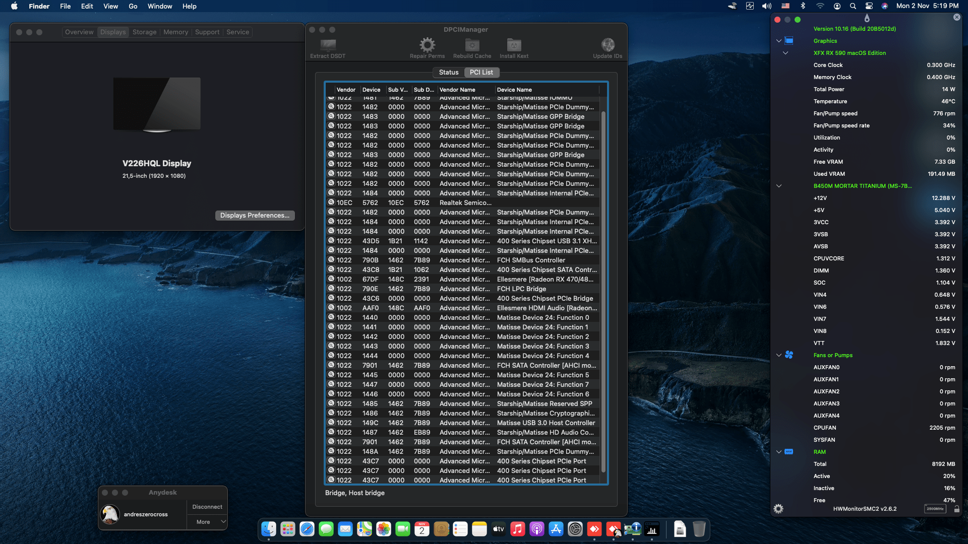 MSI B450M Mortar Titanium + Ryzen 5 3600 + XFX RX 590 2