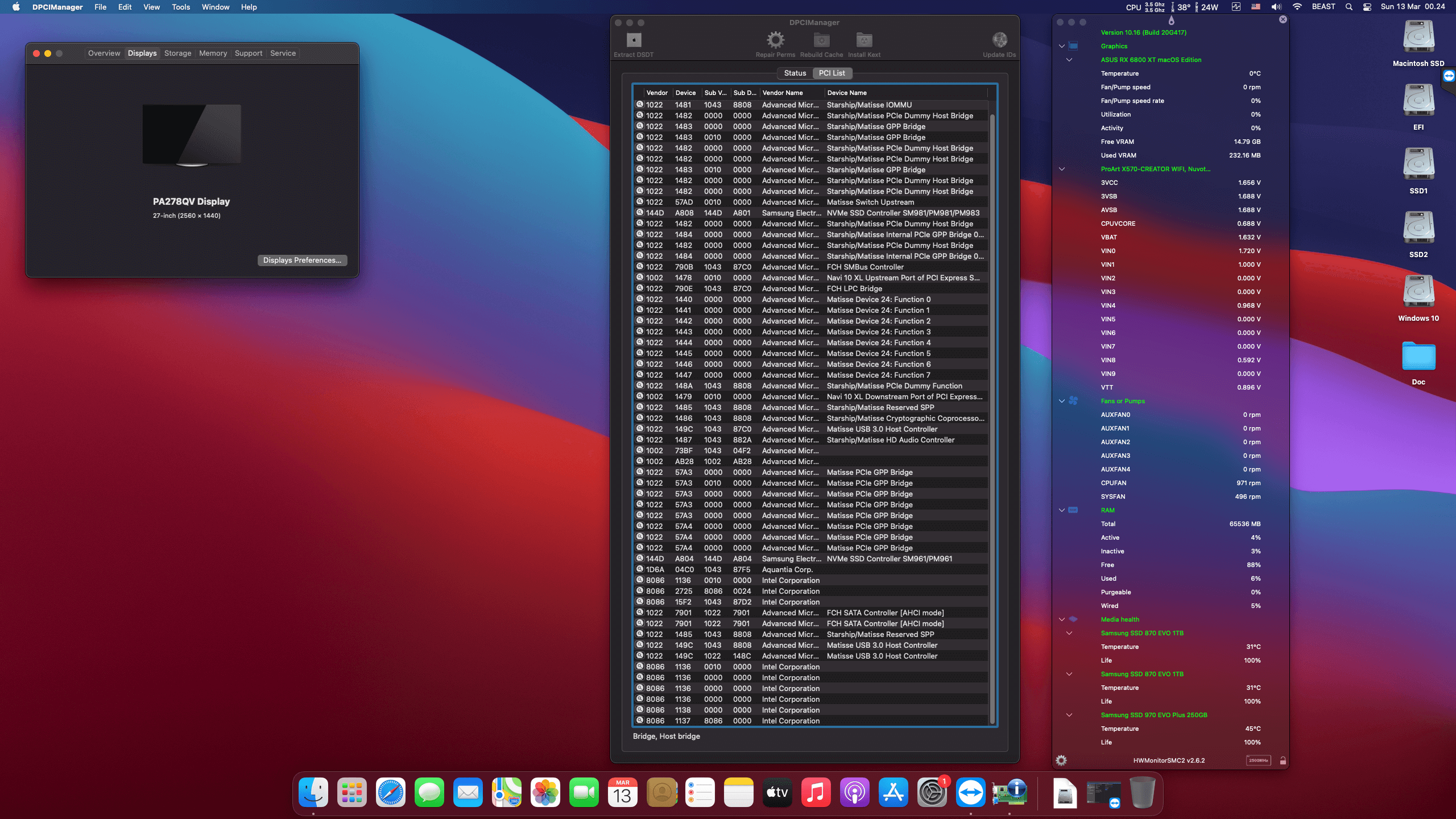 Asus ProArt X570 Creator Wifi + AMD Ryzen 9 5950X + Asus RX 6800XT   OpenCore 2