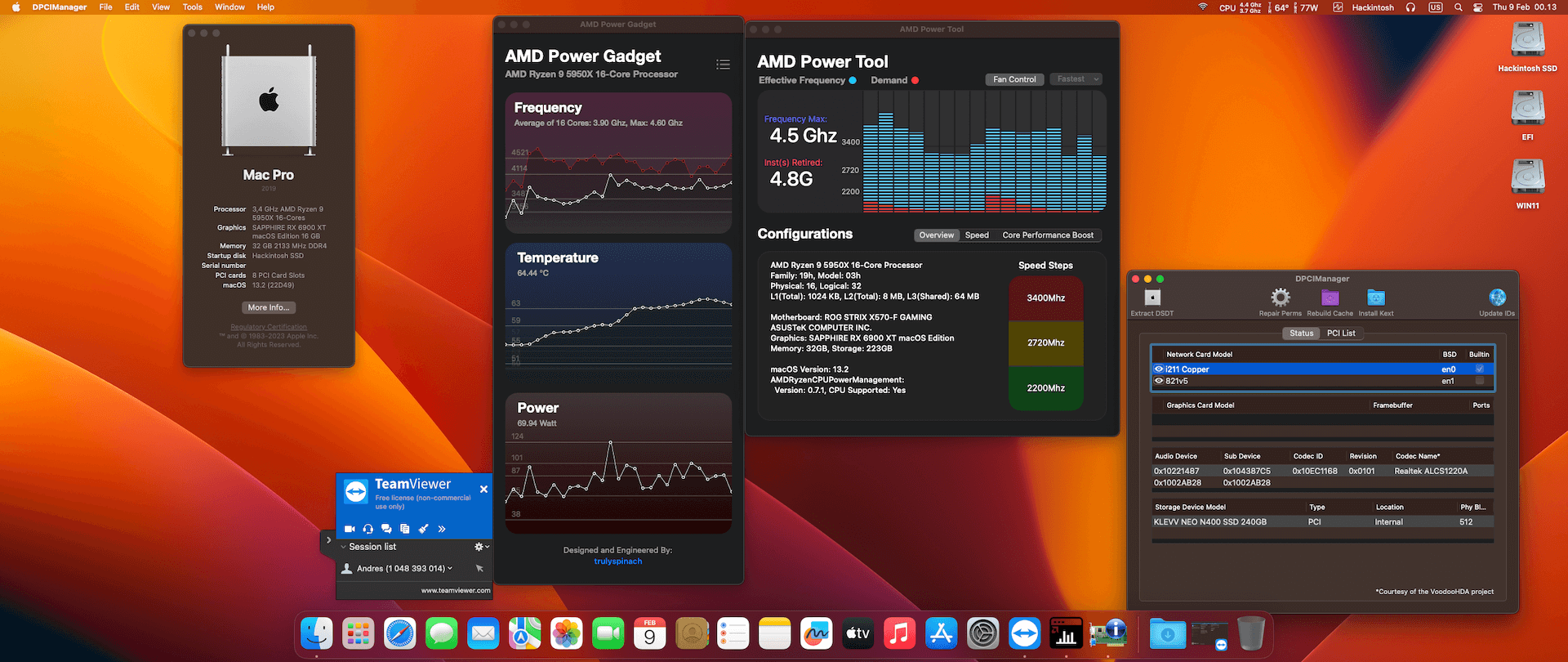 Asus ROG Strix X570 F Gaming + AMD Ryzen 9 5950X + Sapphire RX 6900 XT OpenCore 1