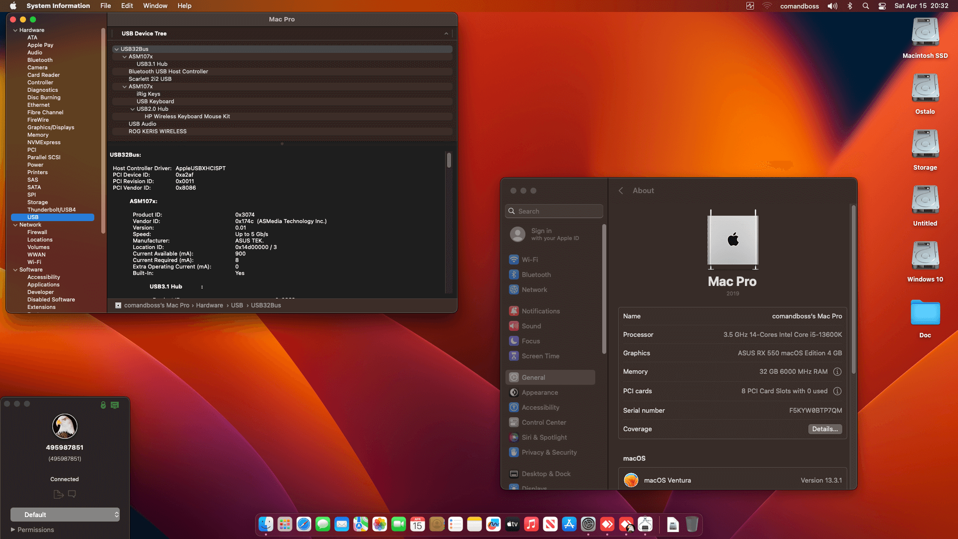Asus ROG Strix Z690 G Gaming Wifi + Intel Core i5 13600K + Asus RX 550   OpenCore 3
