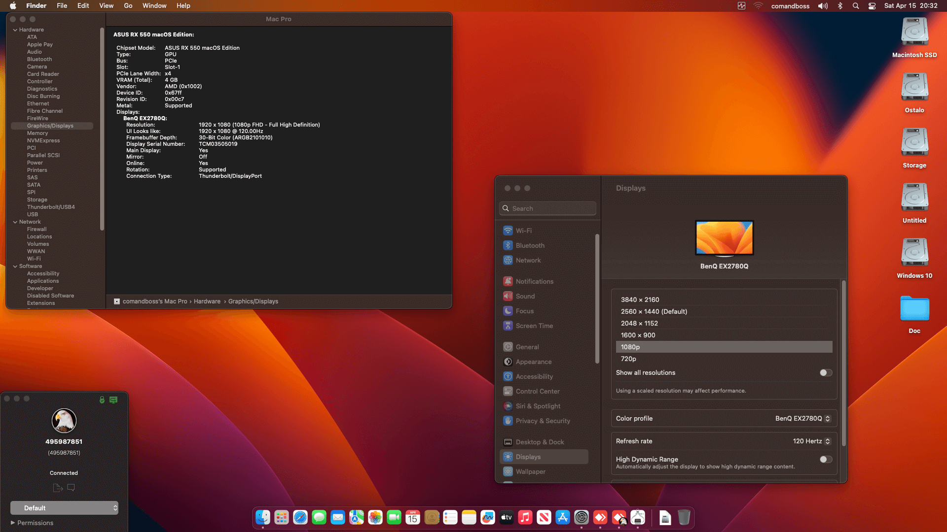Asus ROG Strix Z690 G Gaming Wifi + Intel Core i5 13600K + Asus RX 550   OpenCore 5
