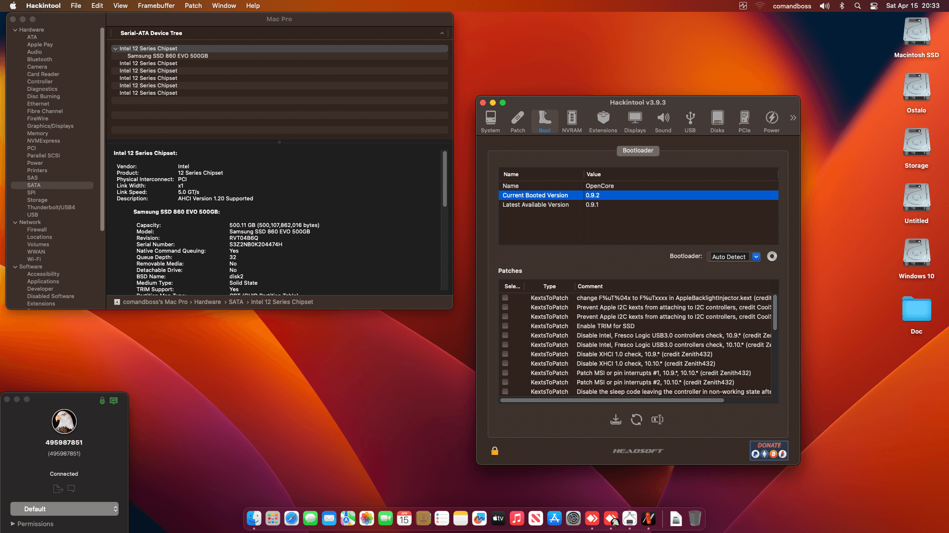 Asus ROG Strix Z690 G Gaming Wifi + Intel Core i5 13600K + Asus RX 550   OpenCore 8