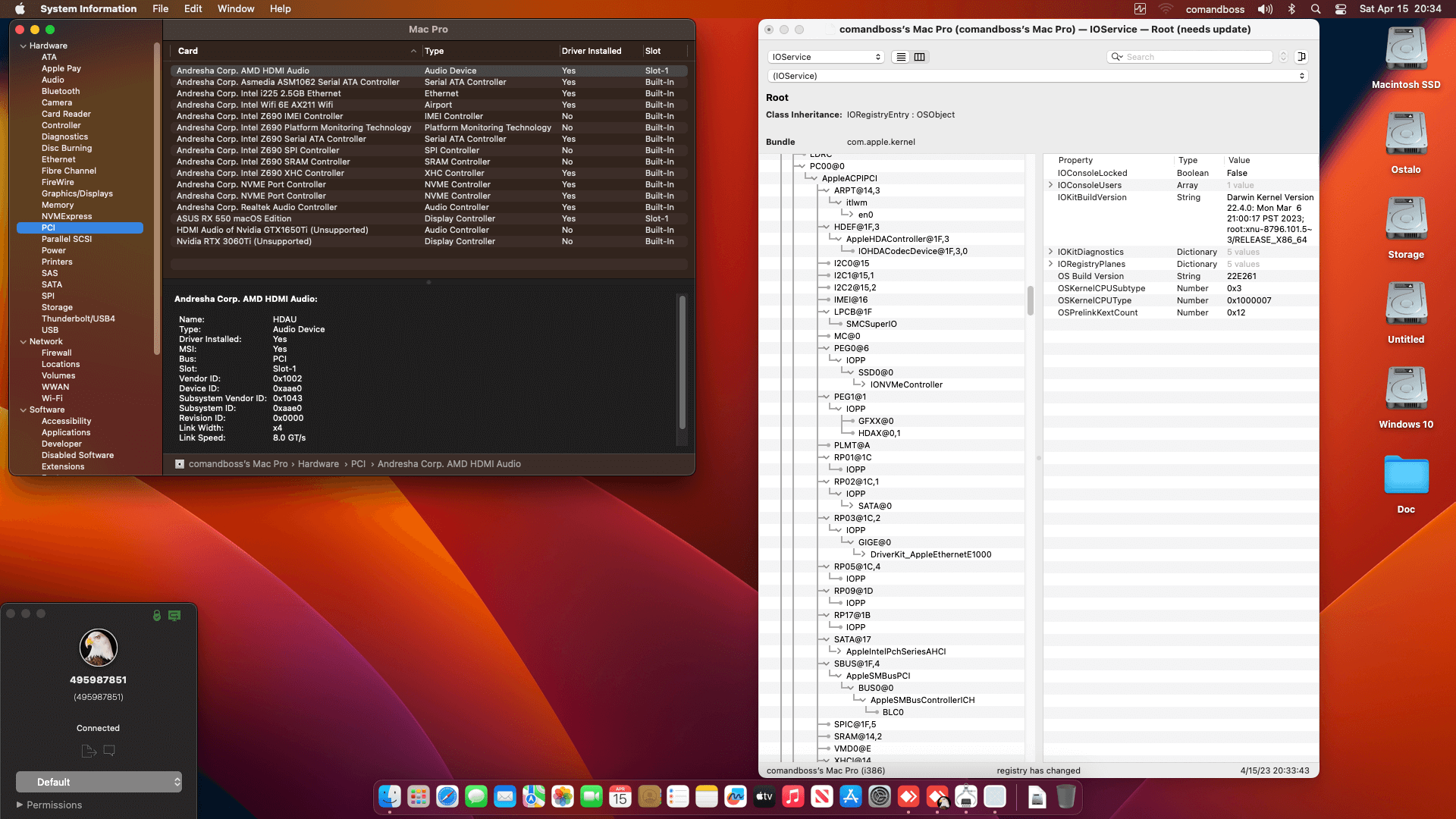 Asus ROG Strix Z690 G Gaming Wifi + Intel Core i5 13600K + Asus RX 550   OpenCore 9