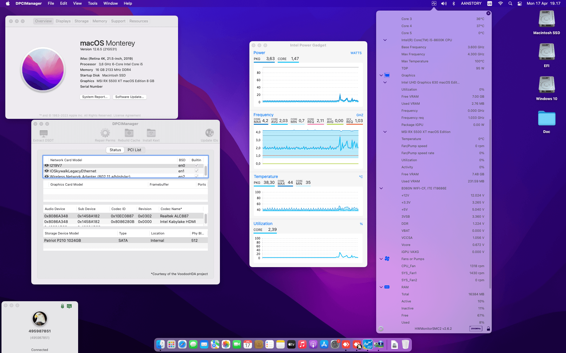 Gigabyte B360N Wifi + Intel Core i5 8600K + MSI RX 5500 XT 2nd   OpenCore 1