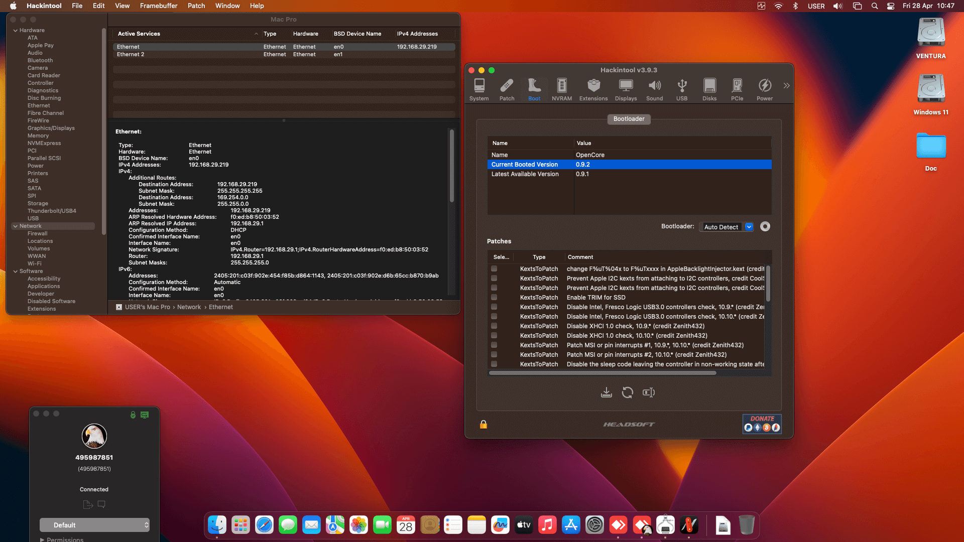 Gigabyte Z490 Aorus Elite AC + Intel Core i5 10600K + Asus RX 6600 XT   OpenCore 8