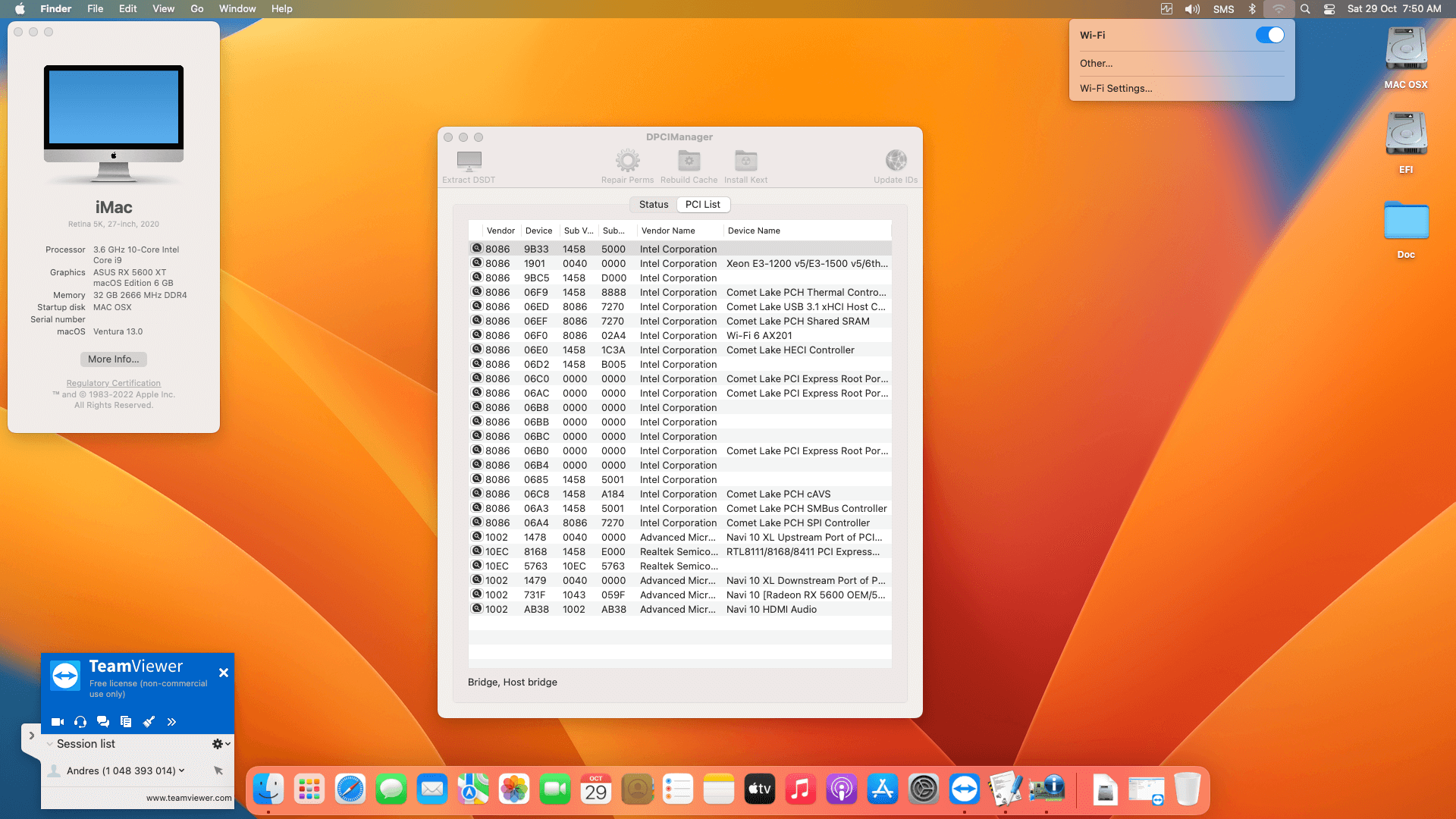 Gigabyte Z490 UD AC + Intel Core i9 10850K + Asus RX 5600 XT OpenCore 2