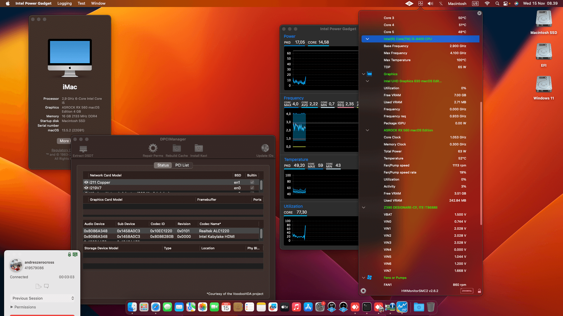 Gigabyte Z390 Designare + Intel Core i5 9400 + Asrock RX 560   OpenCore 1