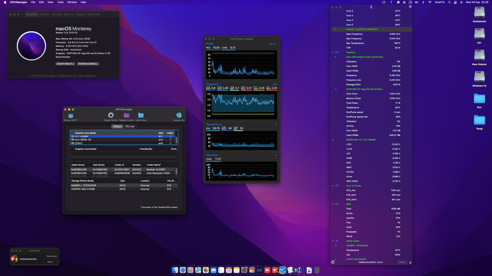 Gigabyte B360N Wifi + Intel Core i5 8400 + Sapphire RX Vega 56   OpenCore 1