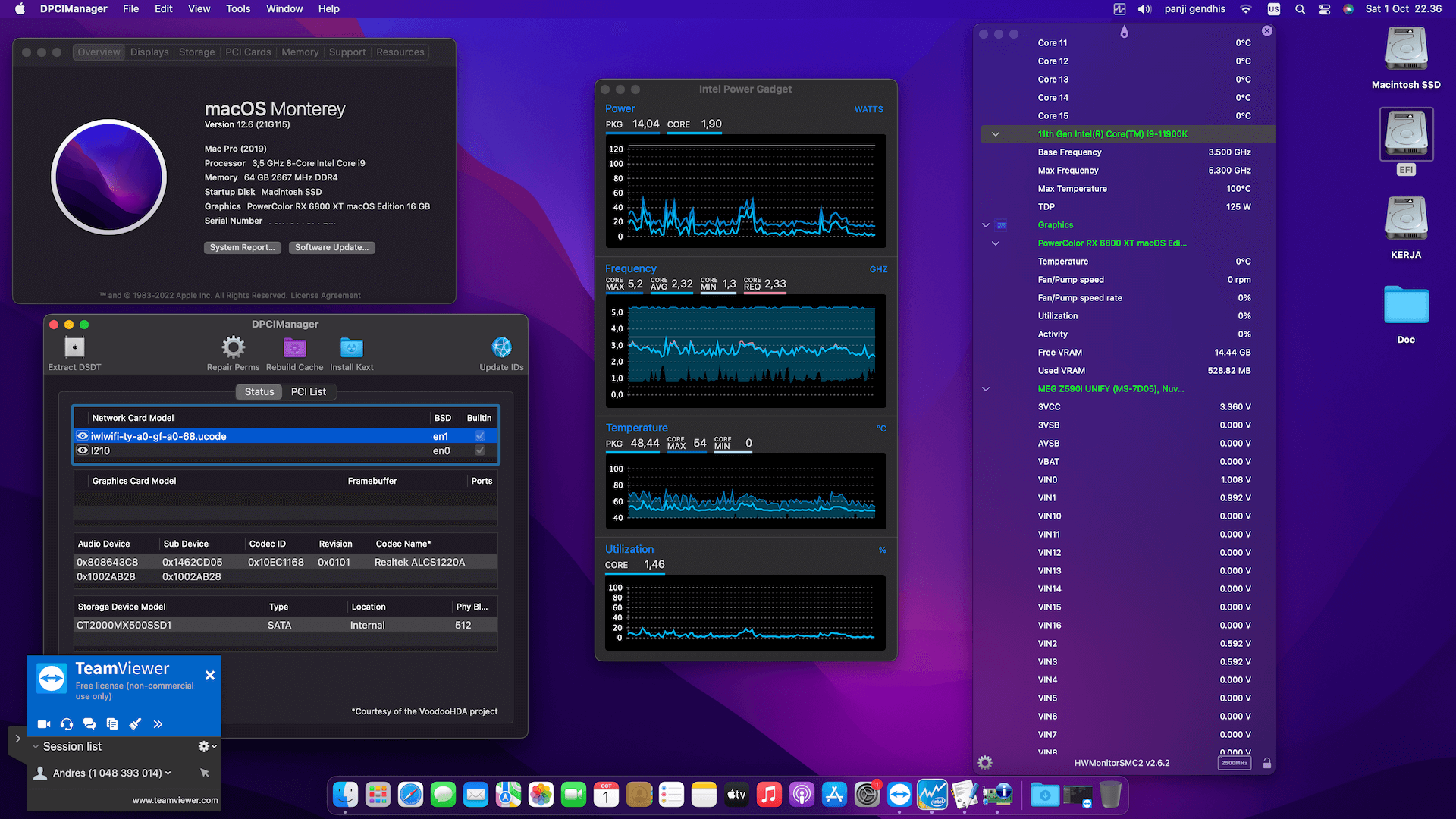 MSI MEG Z590i Unify + Intel Core i9 11900K + PowerColor RX 6800 XT   OpenCore 1
