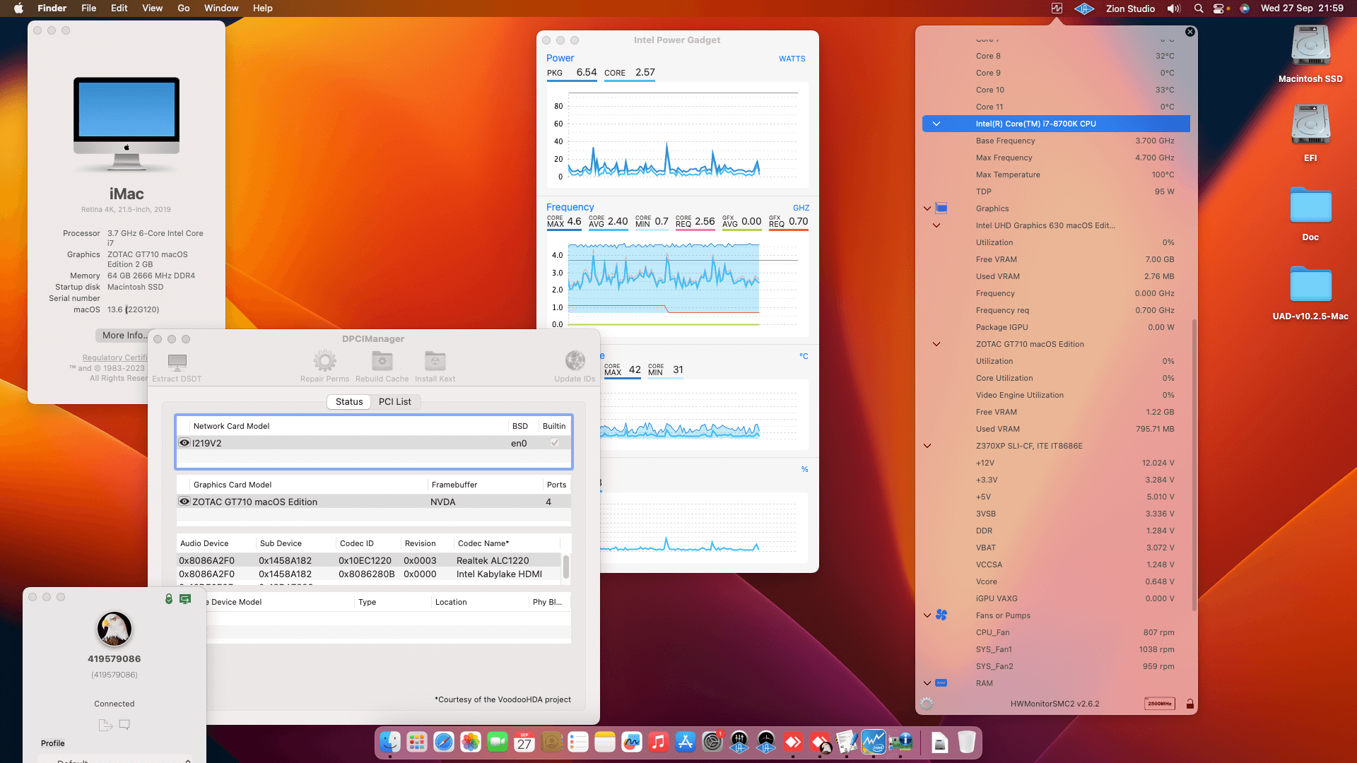 Gigabyte Z370XP SLI + Intel Core i7 8700K + Zotac GT 710   OpenCore 1