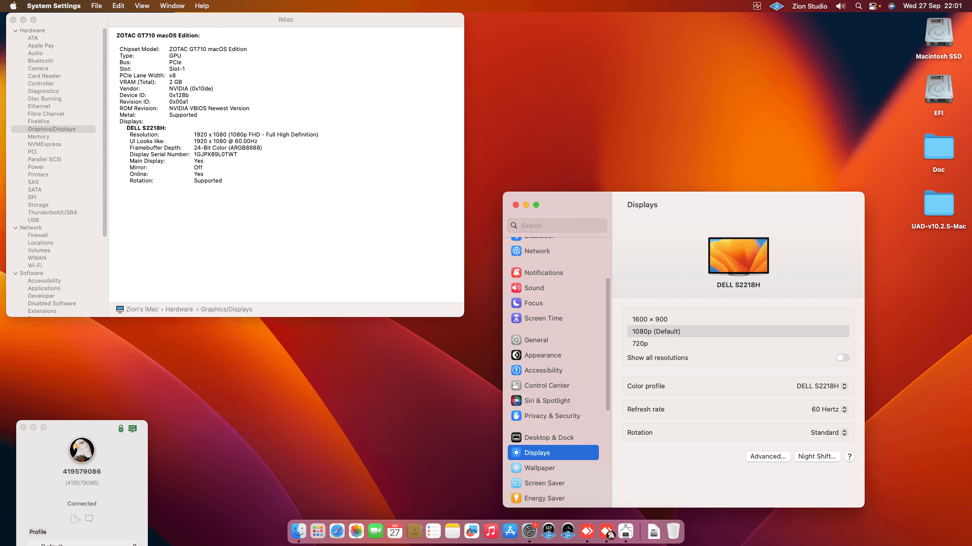 Gigabyte Z370XP SLI + Intel Core i7 8700K + Zotac GT 710   OpenCore 1