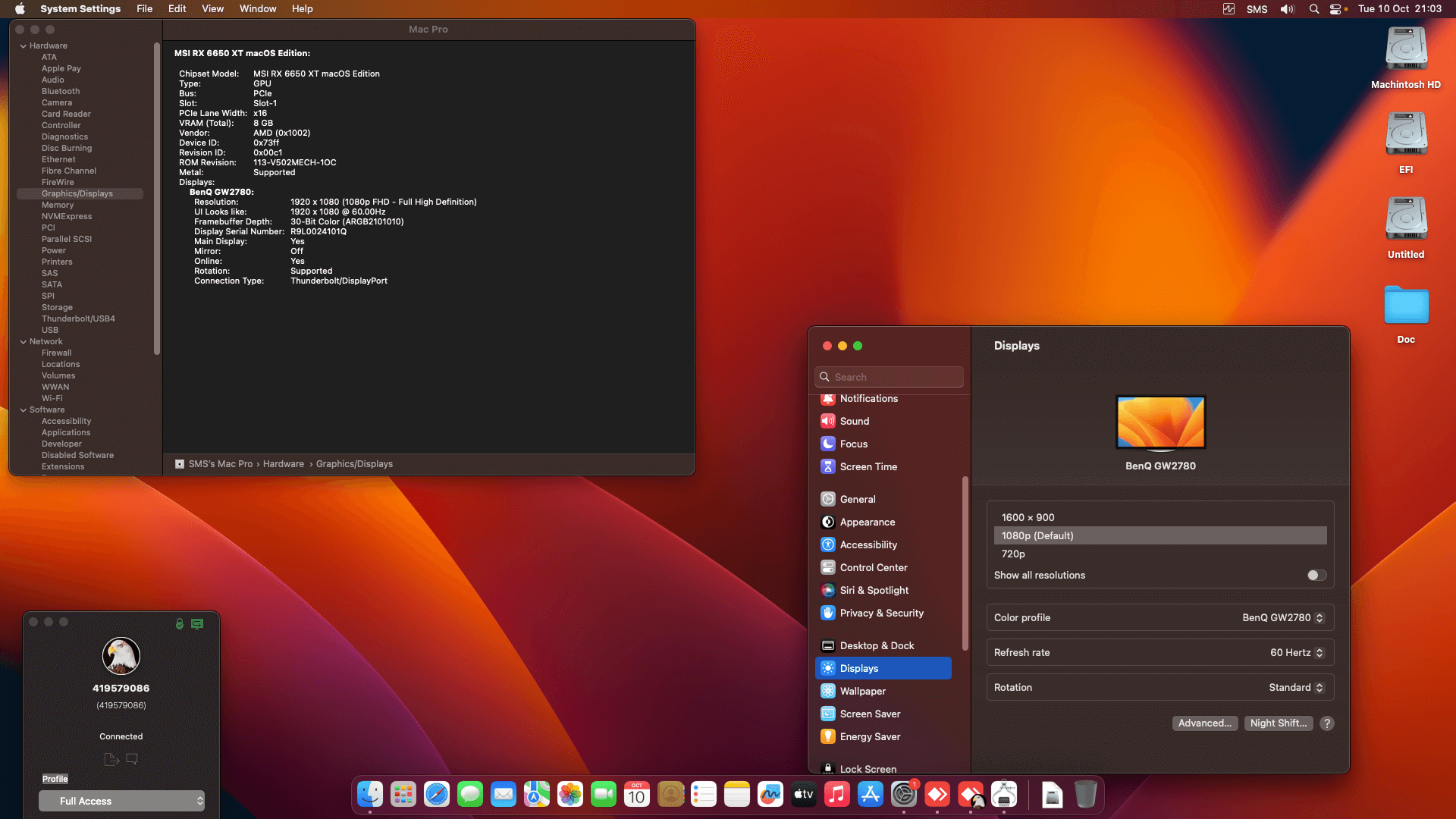 Gigabyte Z790 UD AX + Intel Core i9 12900K + MSI RX 6650 XT 2nd   OpenCore 1