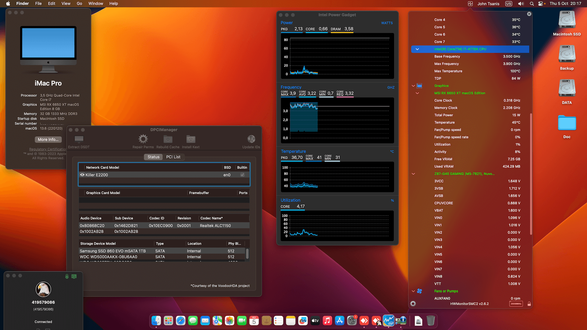 MSI Z87 G45 Gaming + Intel Core i7 4770K + MSI RX 6650 XT   OpenCore 1