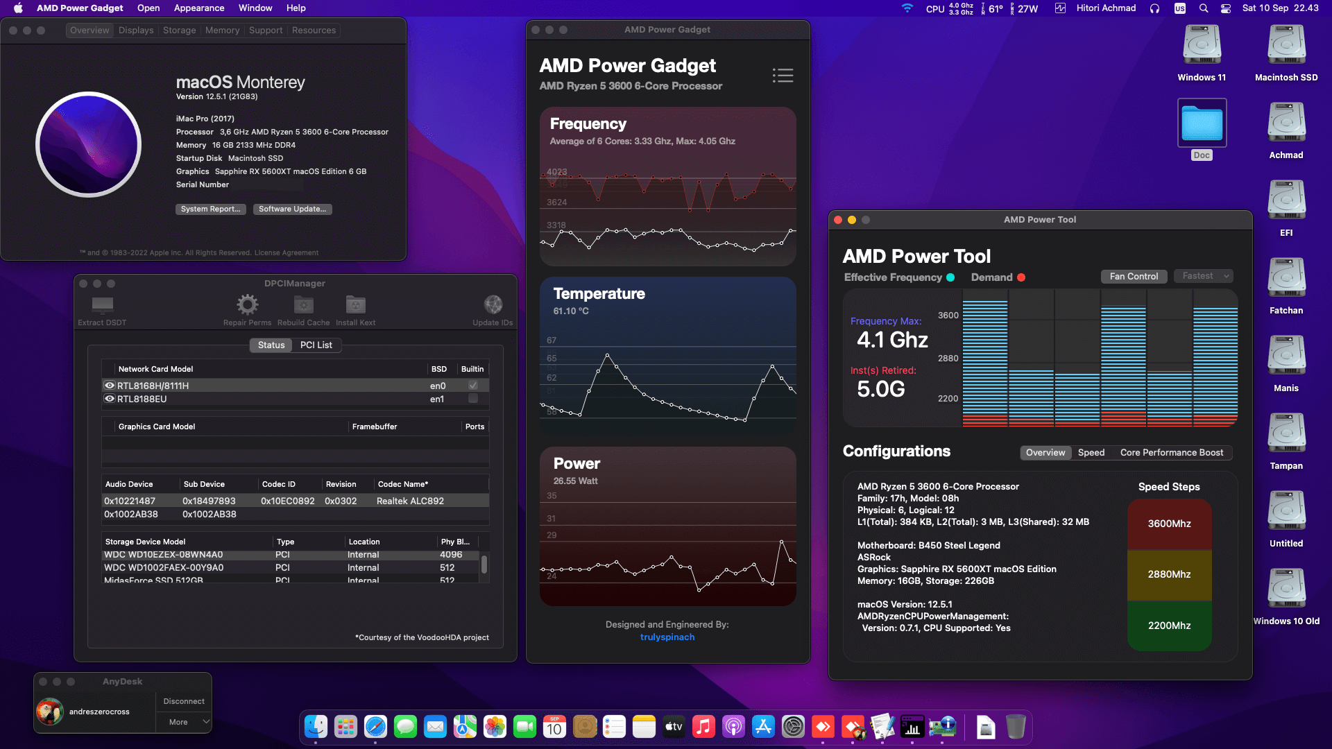Asrock B450 Steel Legend + AMD Ryzen 5 3600 + Sapphire RX 5600XT 2nd   OpenCore 1