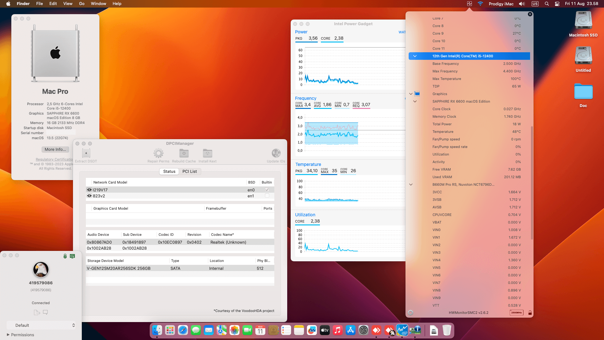 Asrock B660M PRO RS + Intel Core i5 12400 + Sapphire RX 6600   OpenCore 1