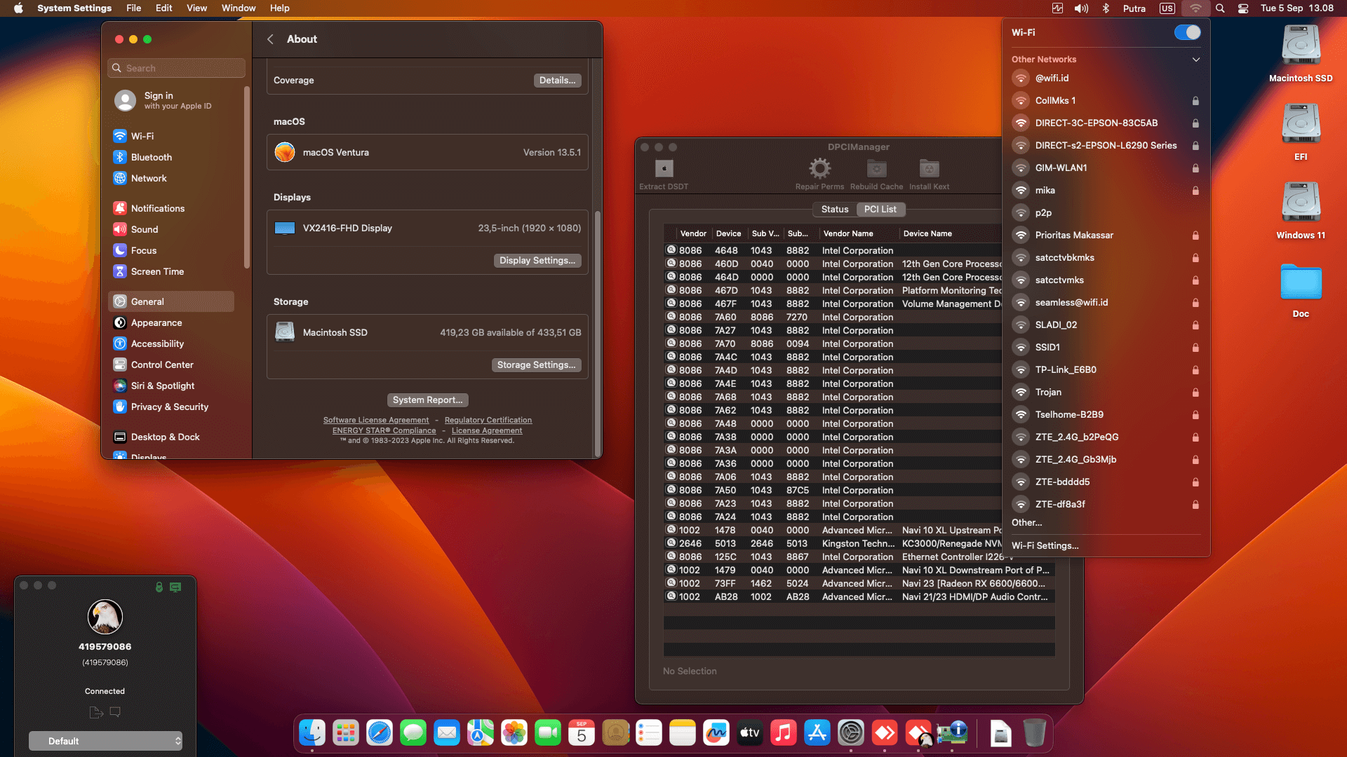 Asus ROG Strix B760 G Gaming Wifi + Intel Core i5 13400F + MSI RX 6600 XT   OpenCore 1