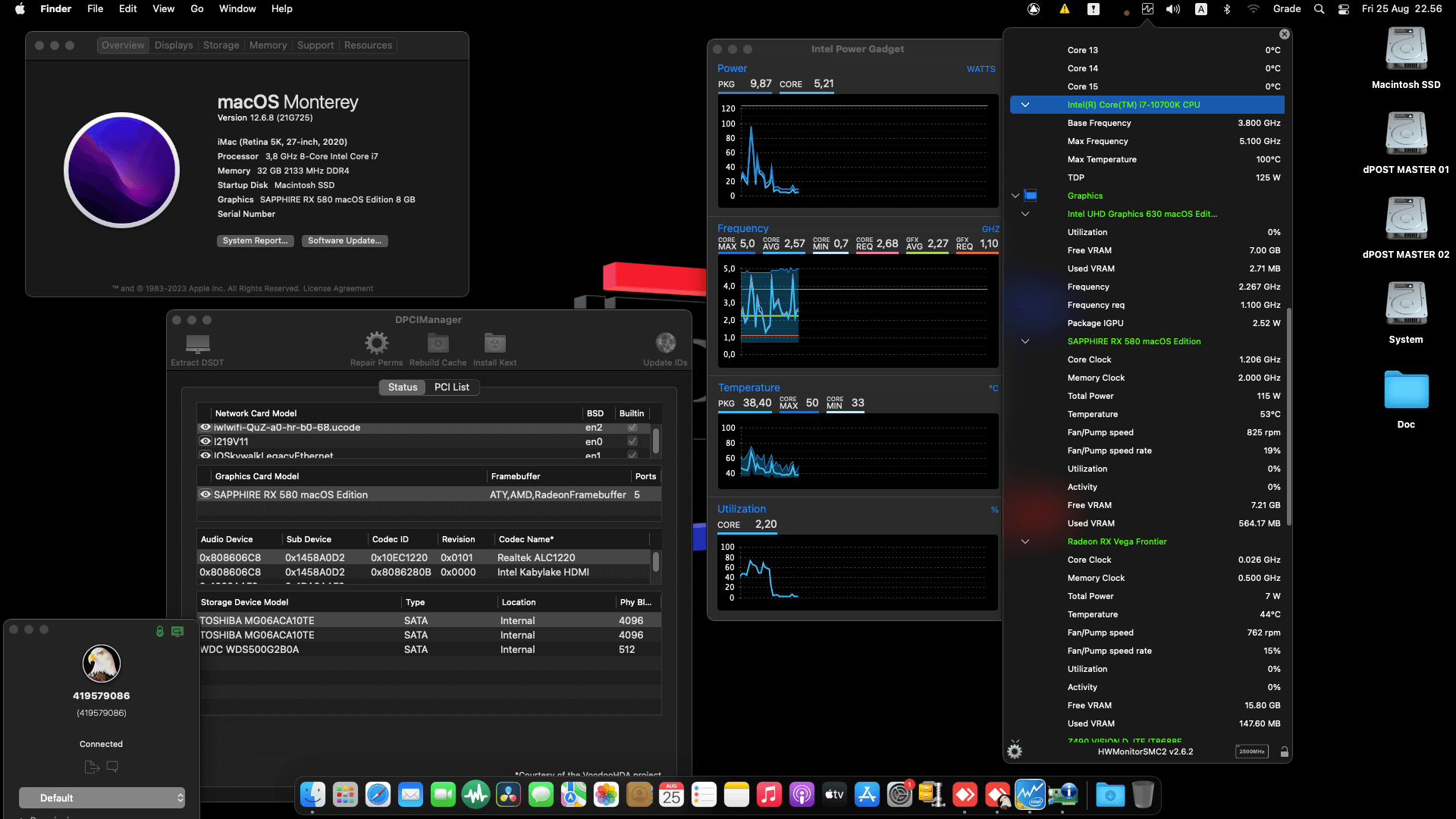 Gigabyte Z490 Vision D + Intel Core i7 10700K + Sapphire RX 580 + Radeon RX Vega Frontier OpenCore 1