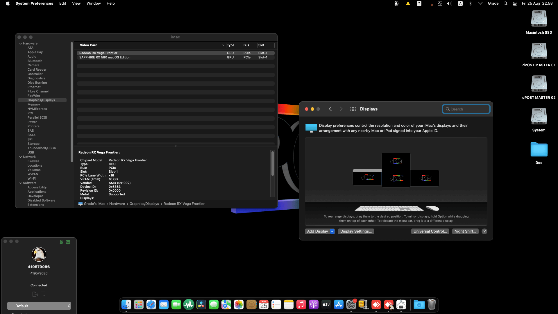 Gigabyte Z490 Vision D + Intel Core i7 10700K + Sapphire RX 580 + Radeon RX Vega Frontier OpenCore 1