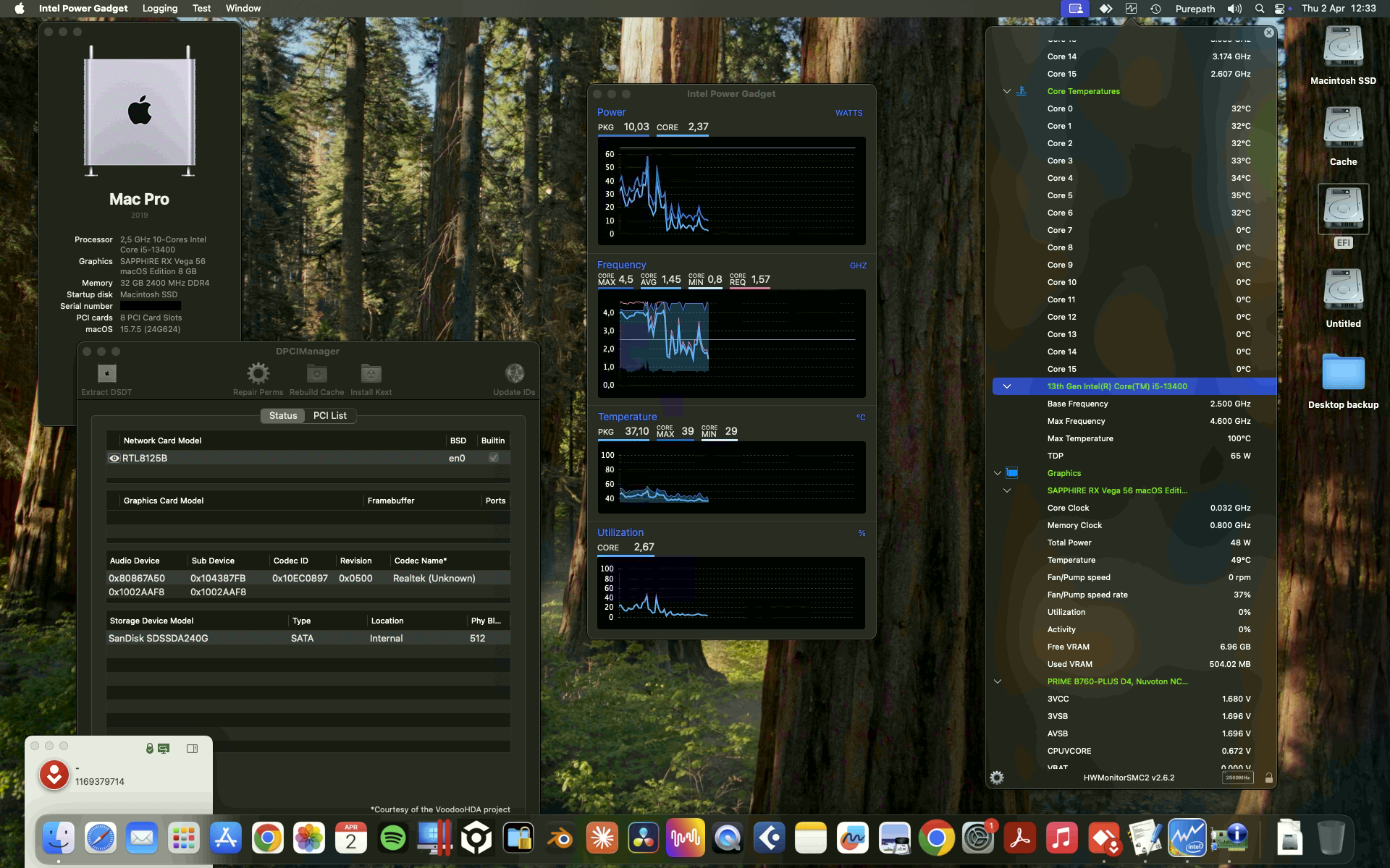Success Hackintosh macOS Sequoia 15.7.5 Build 24G624 on Asus Prime B760-Plus D4 + Intel Core i5 13400 + Sapphire RX Vega 56