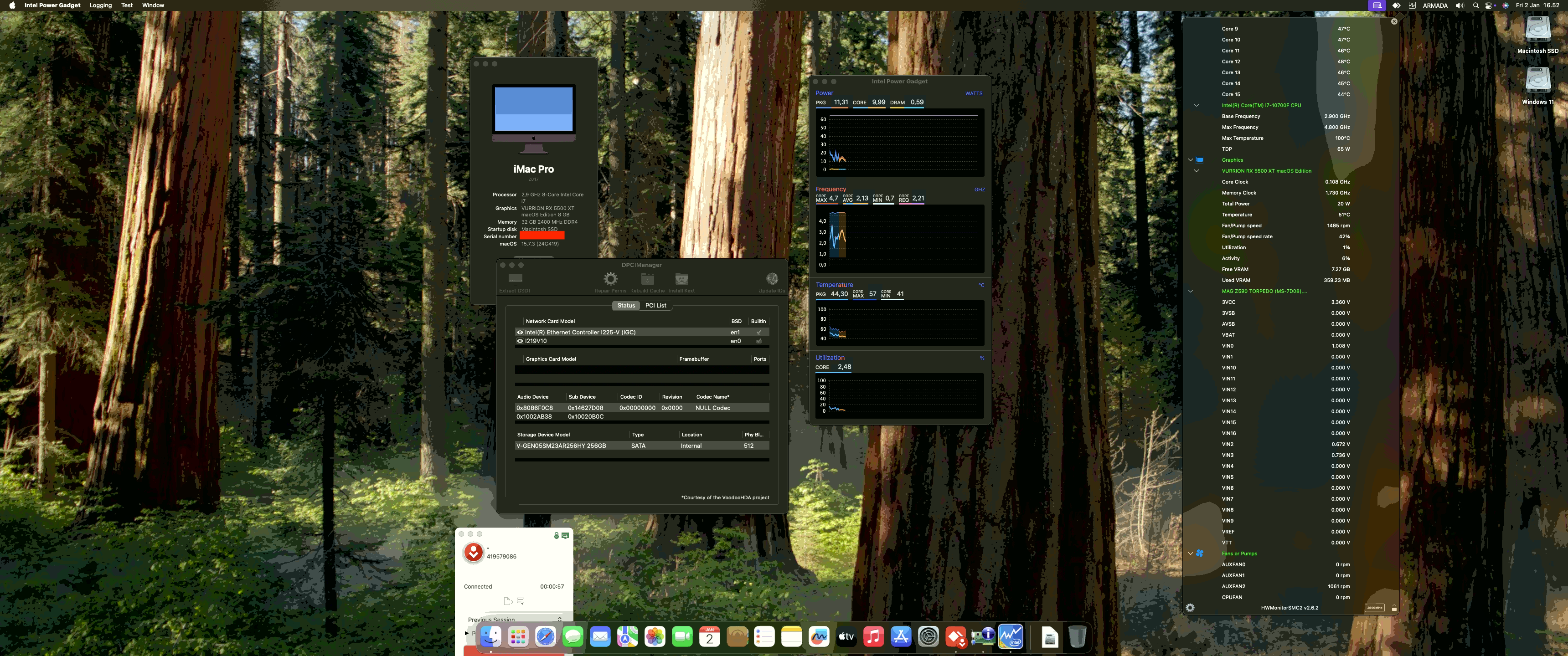 Success Hackintosh macOS Sequoia 15.7.3 Build 24G419 in MSI MAG Z590 Torpedo + Intel Core i7 10700F + Vurrion RX 5500 XT